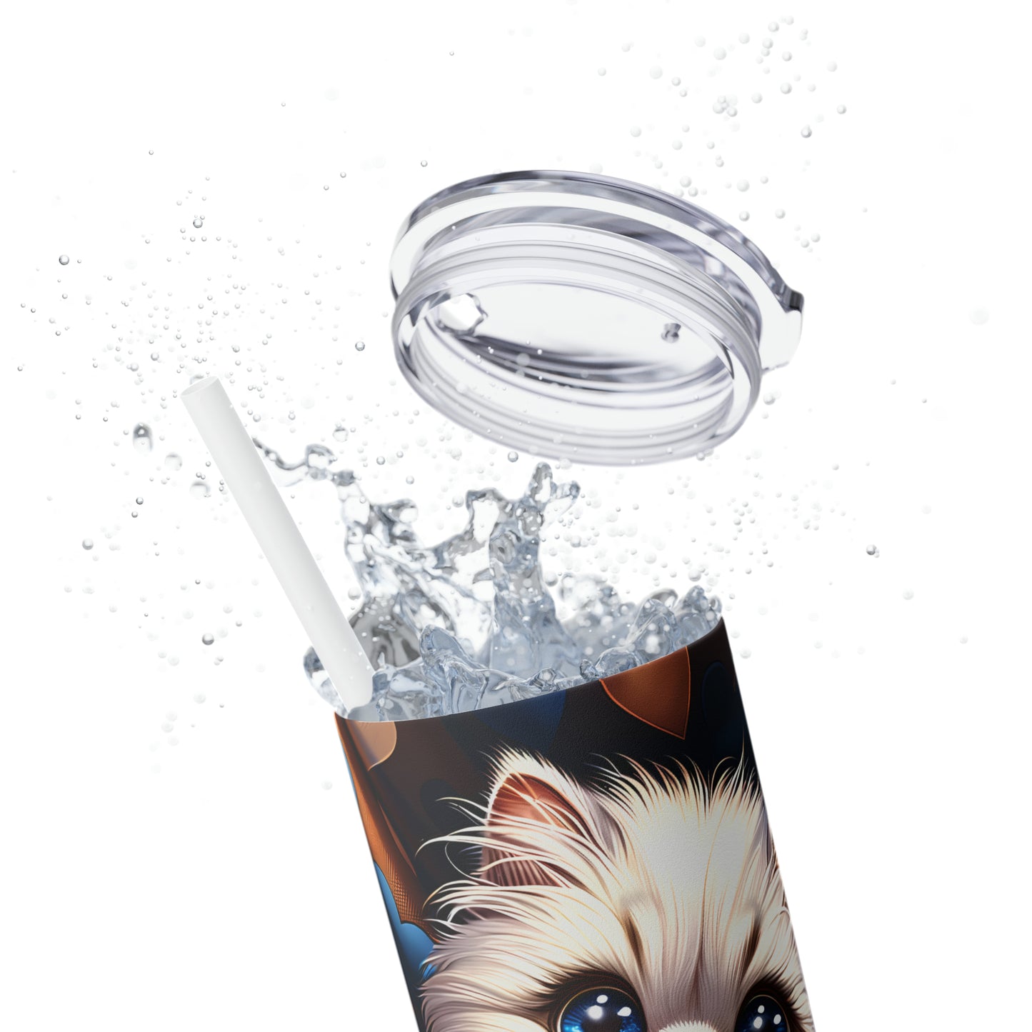 Skinny Tumbler with Straw, 20oz, Cat, Valentines Day, awd-932