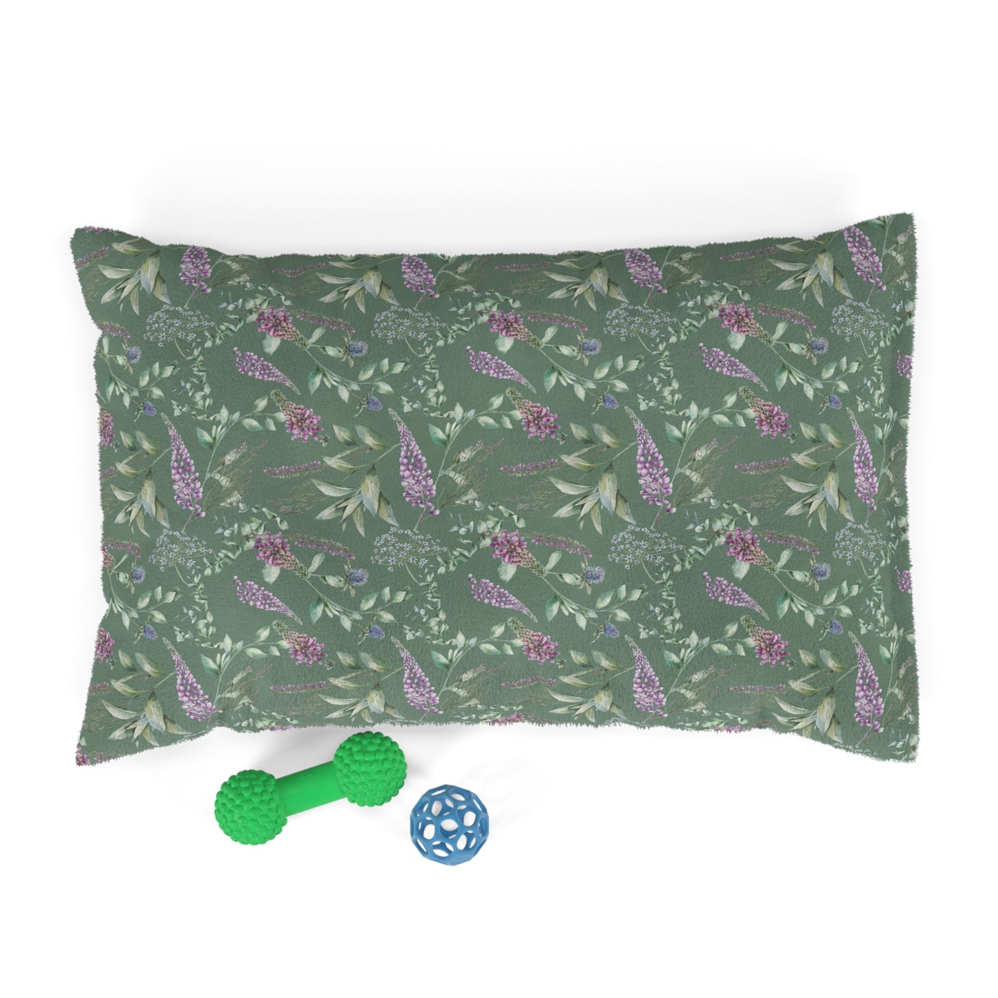 Luxury Pet Bed, feather soft fleece, Green Scottish Floral