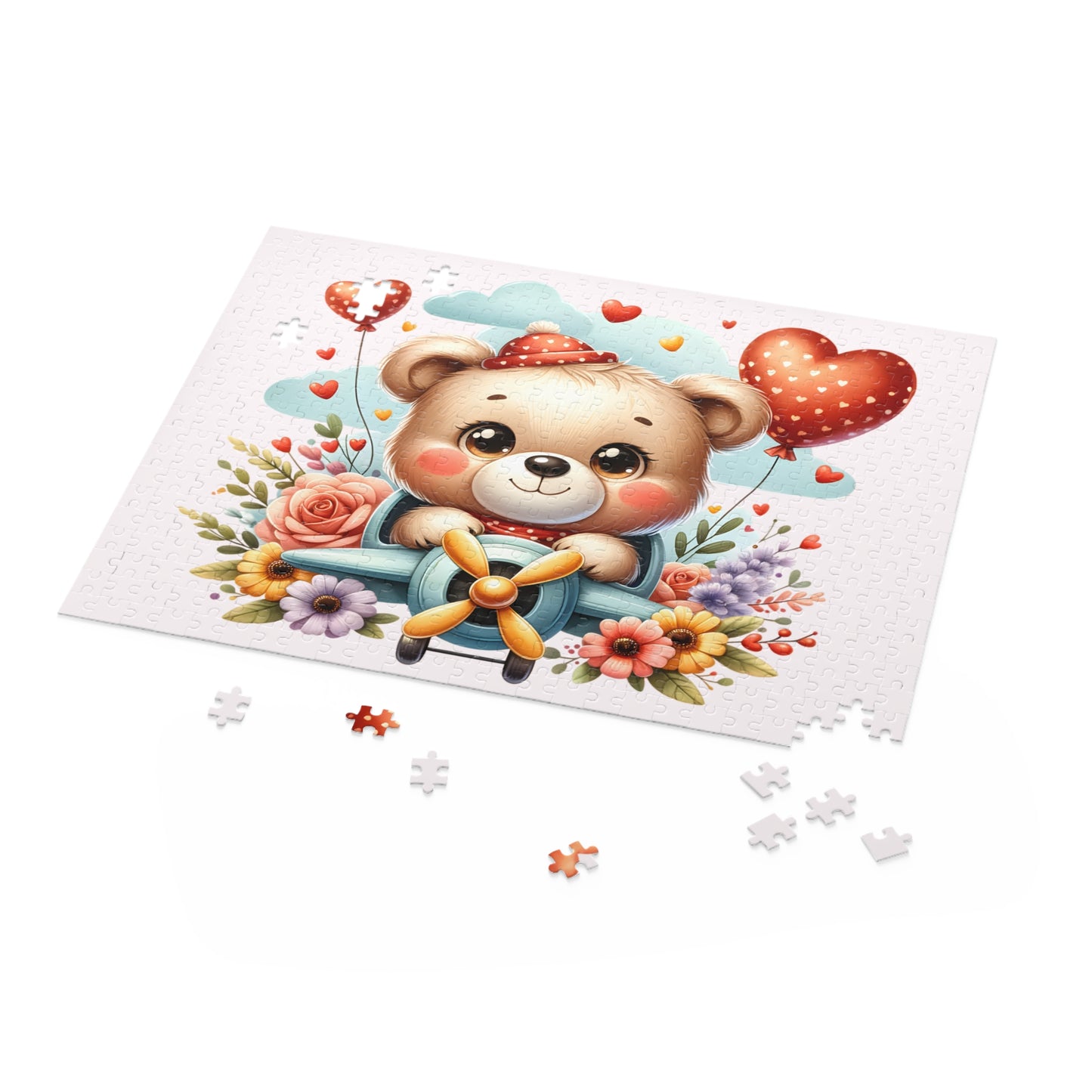 Personalised/Non-Personalised Puzzle, Bear in Plane (120, 252, 500-Piece)