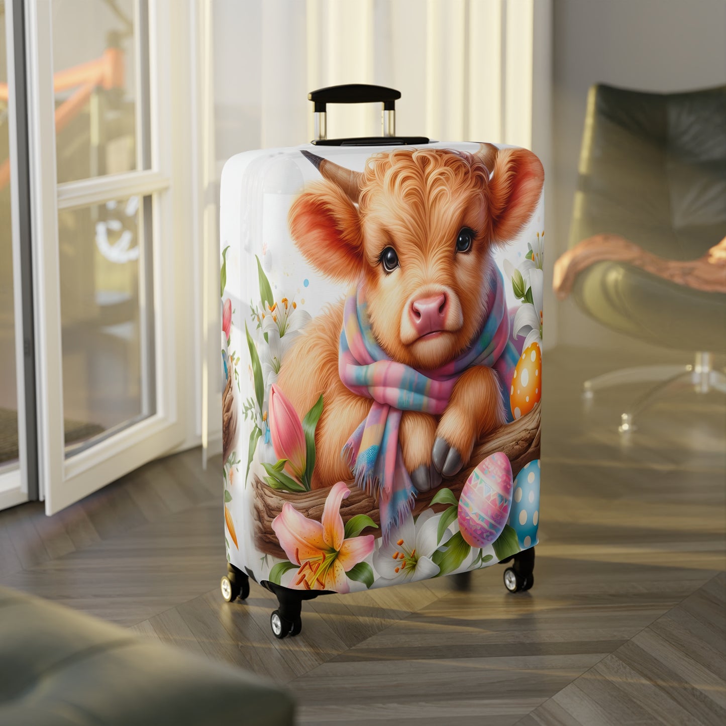 Luggage Cover, Easter, Highland Cow, awd-1621