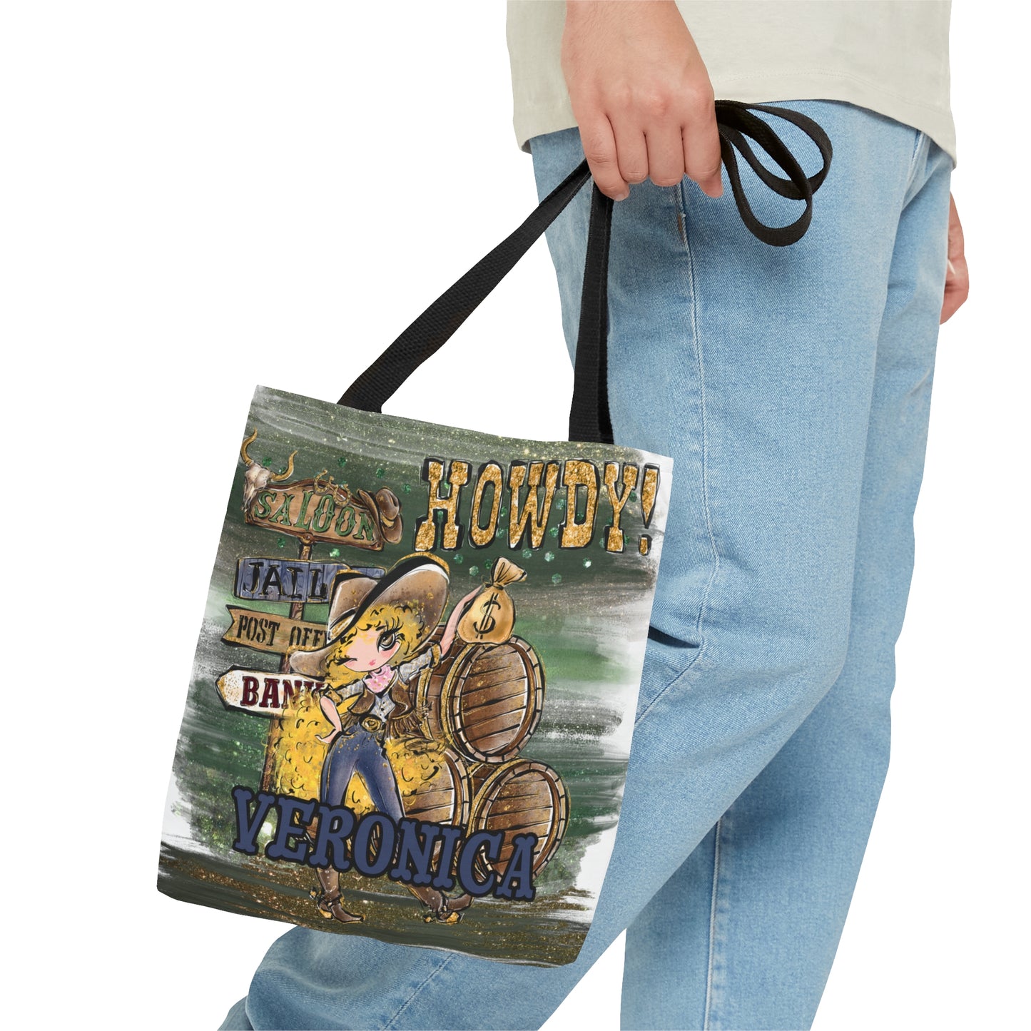 Personalised Tote Bag, Howdy, Blonde Curly Hair, Brown Eyes, Tote bag