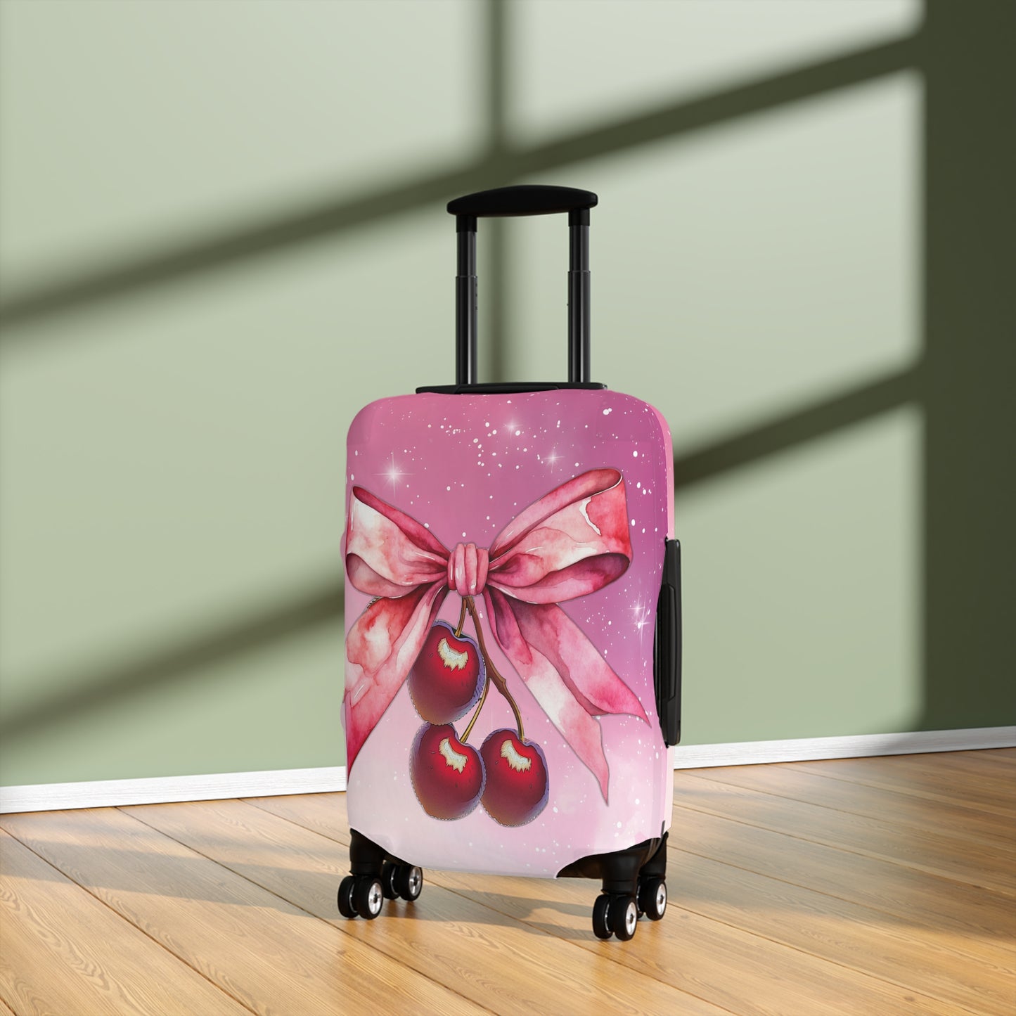 Luggage Cover, Rockabilly, Coquette, Cherries and Ribbon, awd-2514