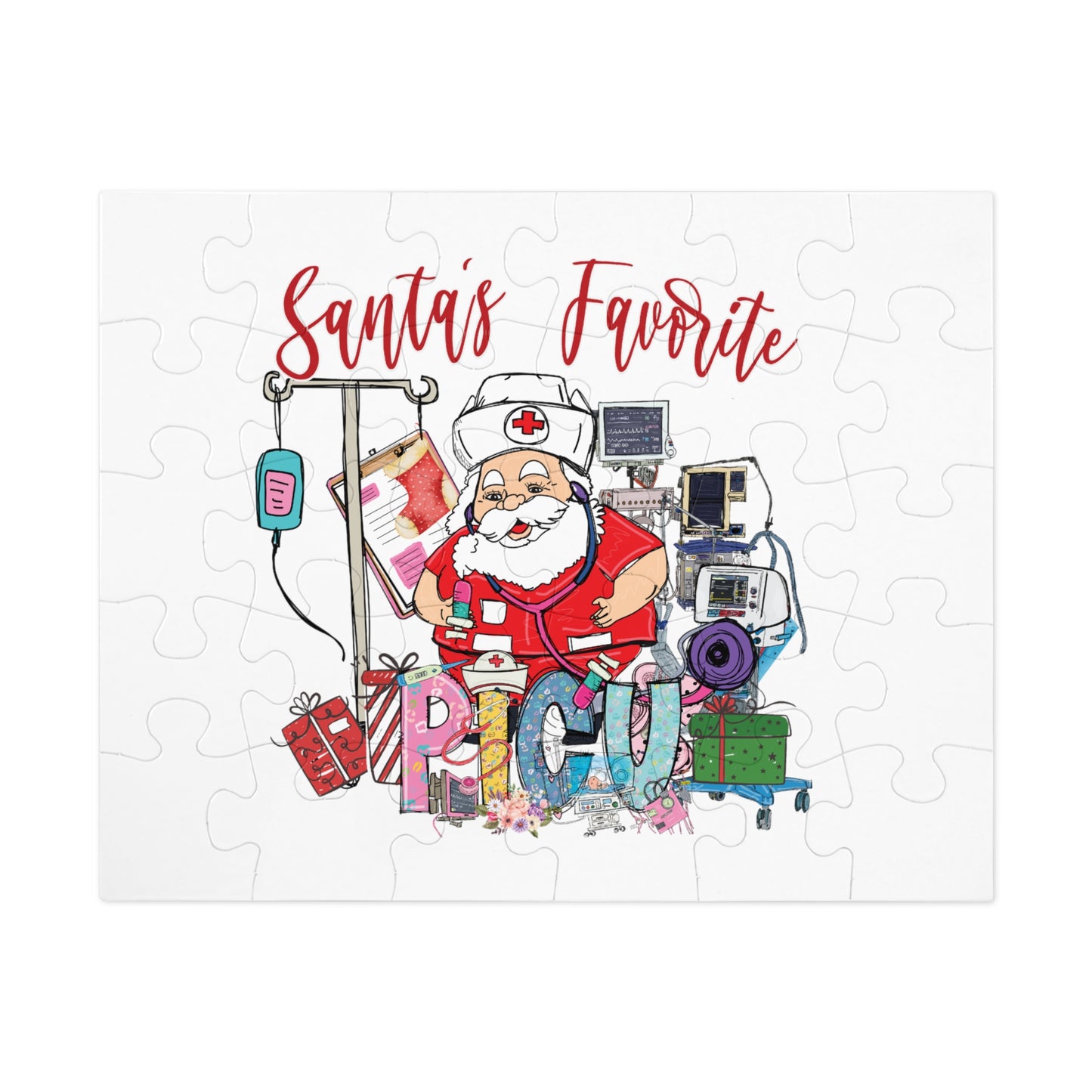 Jigsaw Puzzle, Santa's Favorite PICU Nurse, Personalised/Non-Personalised (30, 110, 252, 500,1000-Piece)