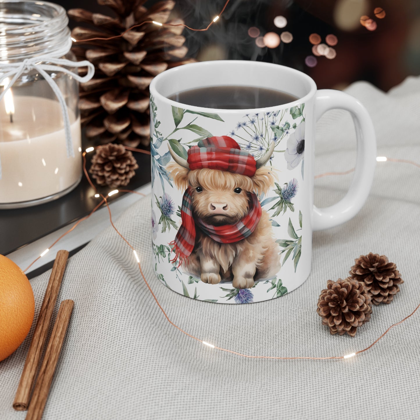 Personalised/Non Personalised Highland Cow, Ceramic Mug 11oz, Highland Cow Mug