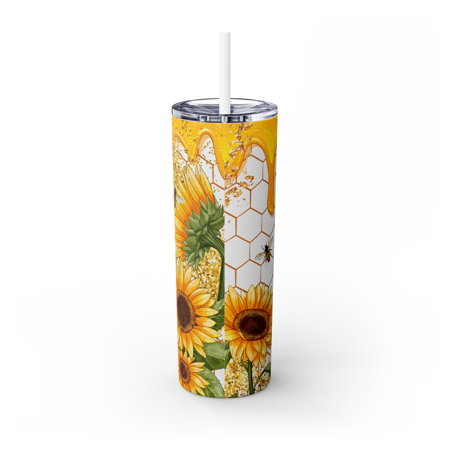 Skinny Tumbler with Straw, 20oz, Bee