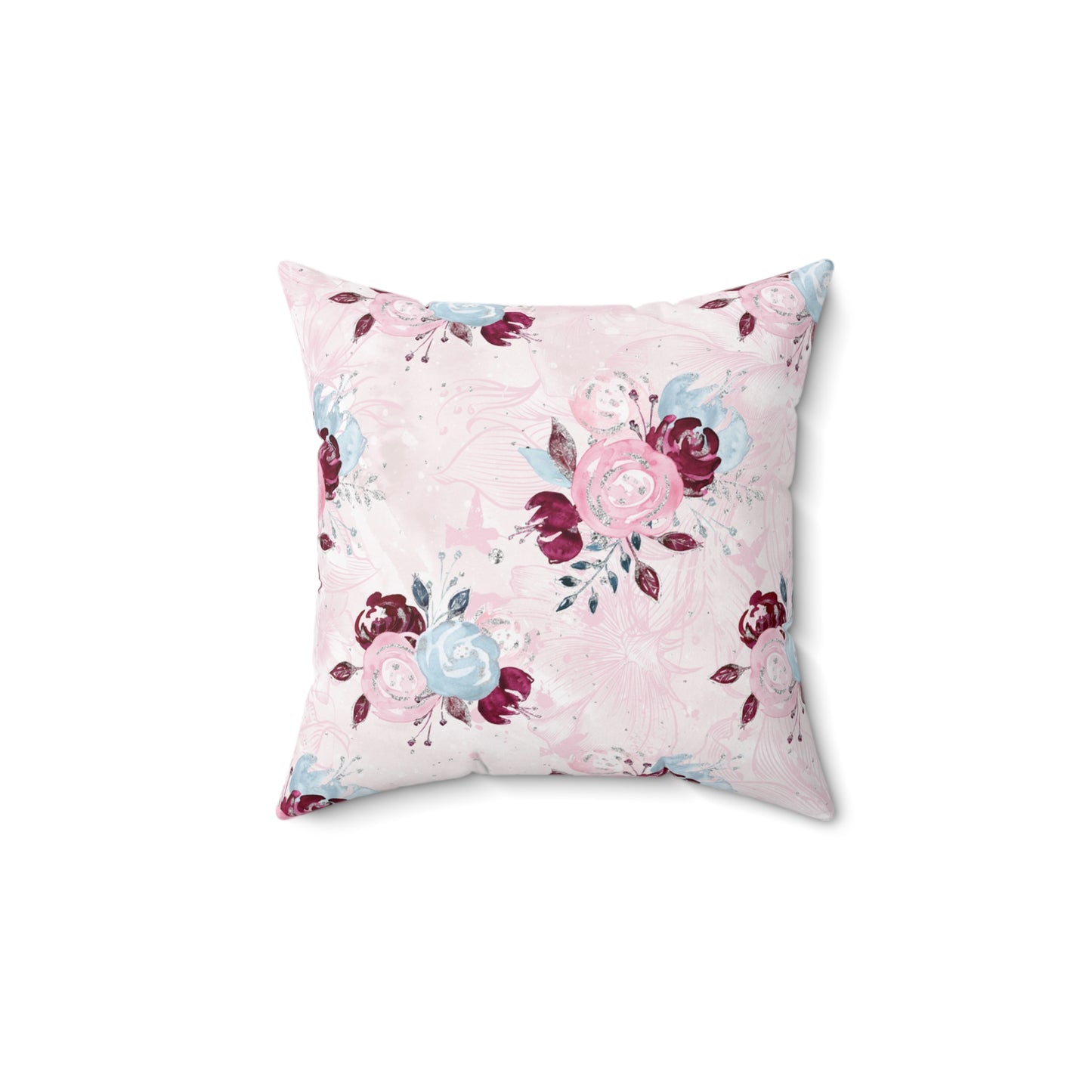 Spun Polyester Square Pillow, Floral Cushion