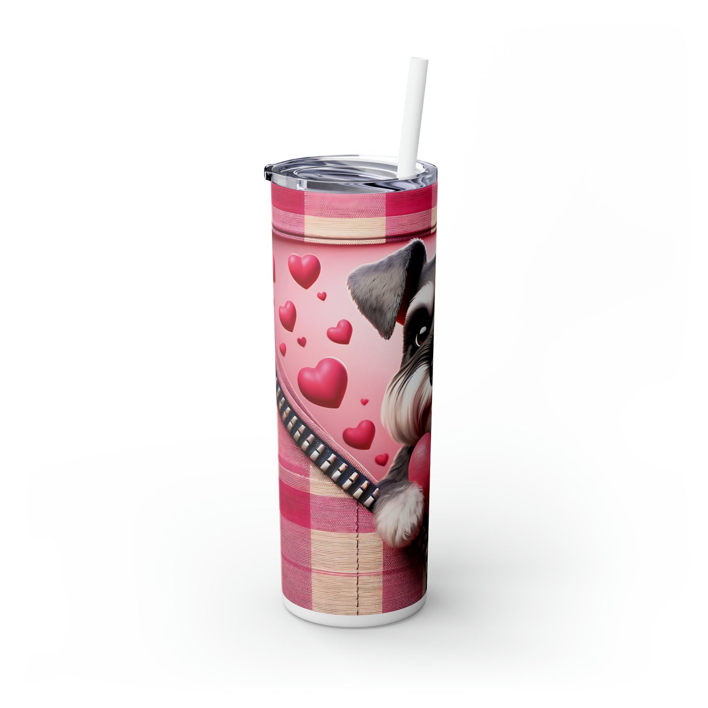 Skinny Tumbler with Straw, 20oz, Dog, Valentines Day, awd-1148