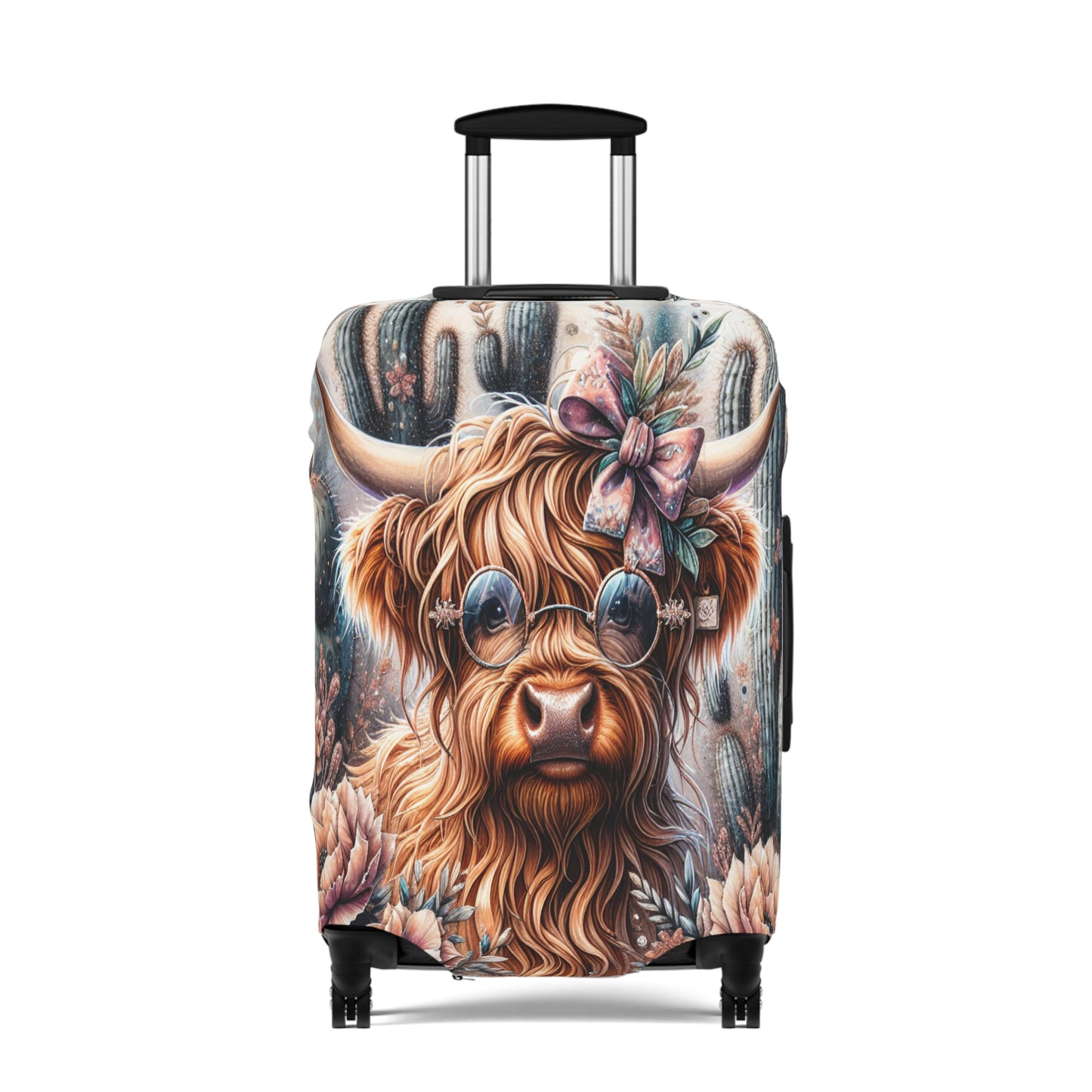 Luggage Cover, Highland Cow, Cactus, awd-1420