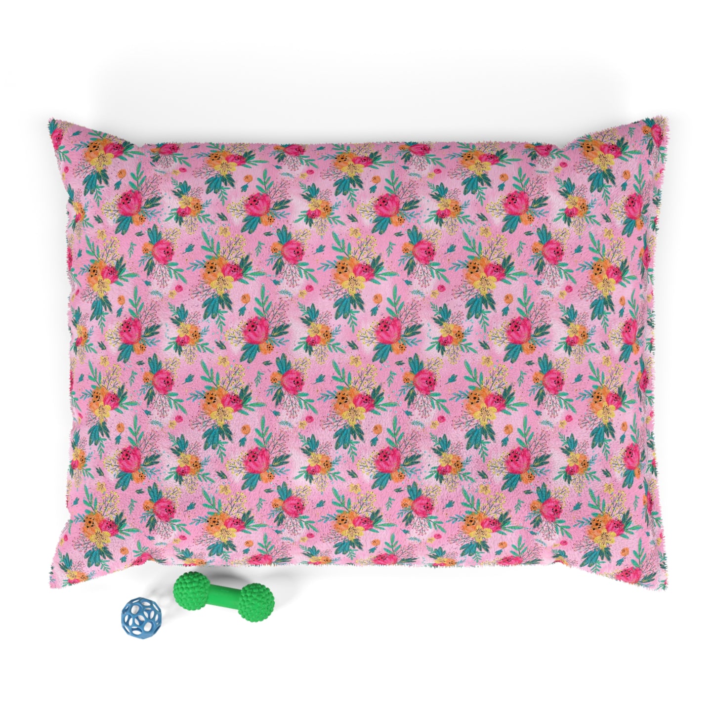 Luxury Pet Bed, feather soft fleece, Australian Floral Pink