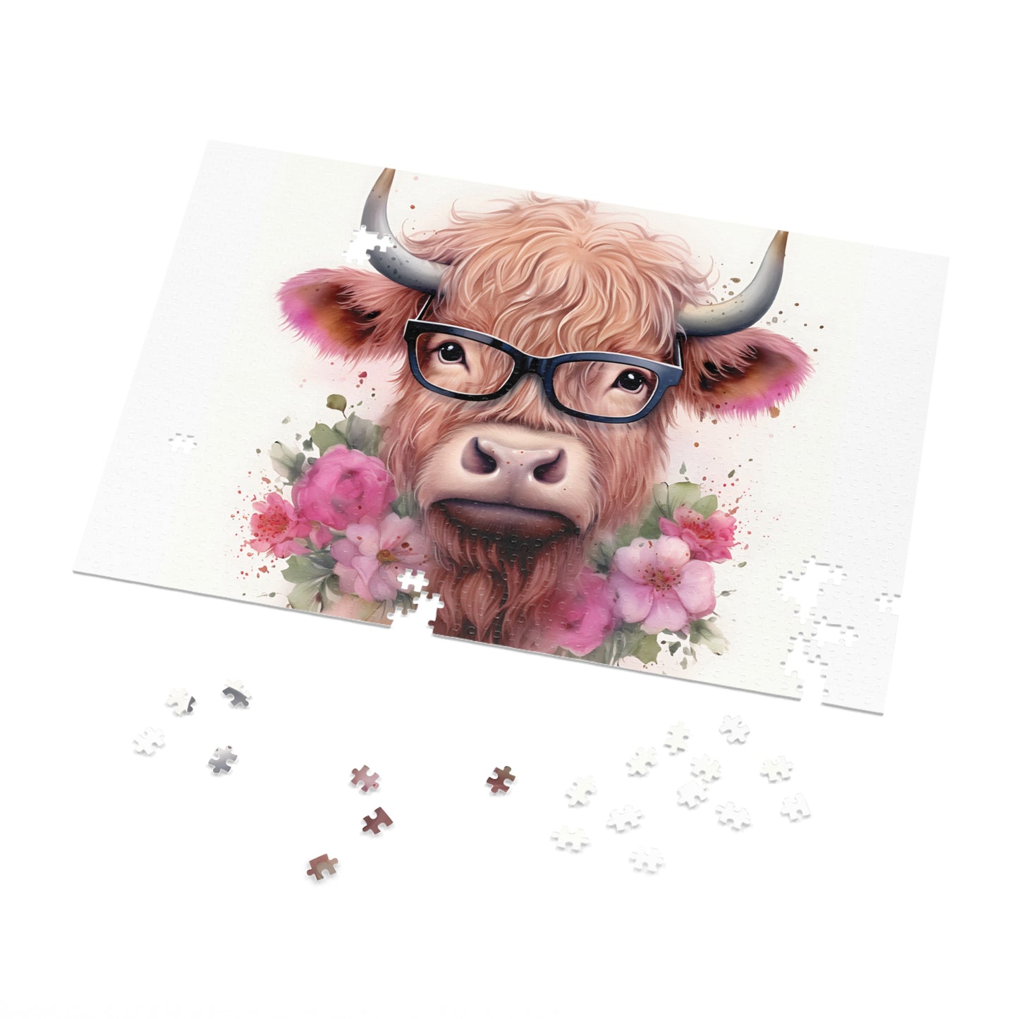 Jigsaw Puzzle, Highland Cow, Personalised/Non-Personalised (30, 110, 252, 500,1000-Piece)