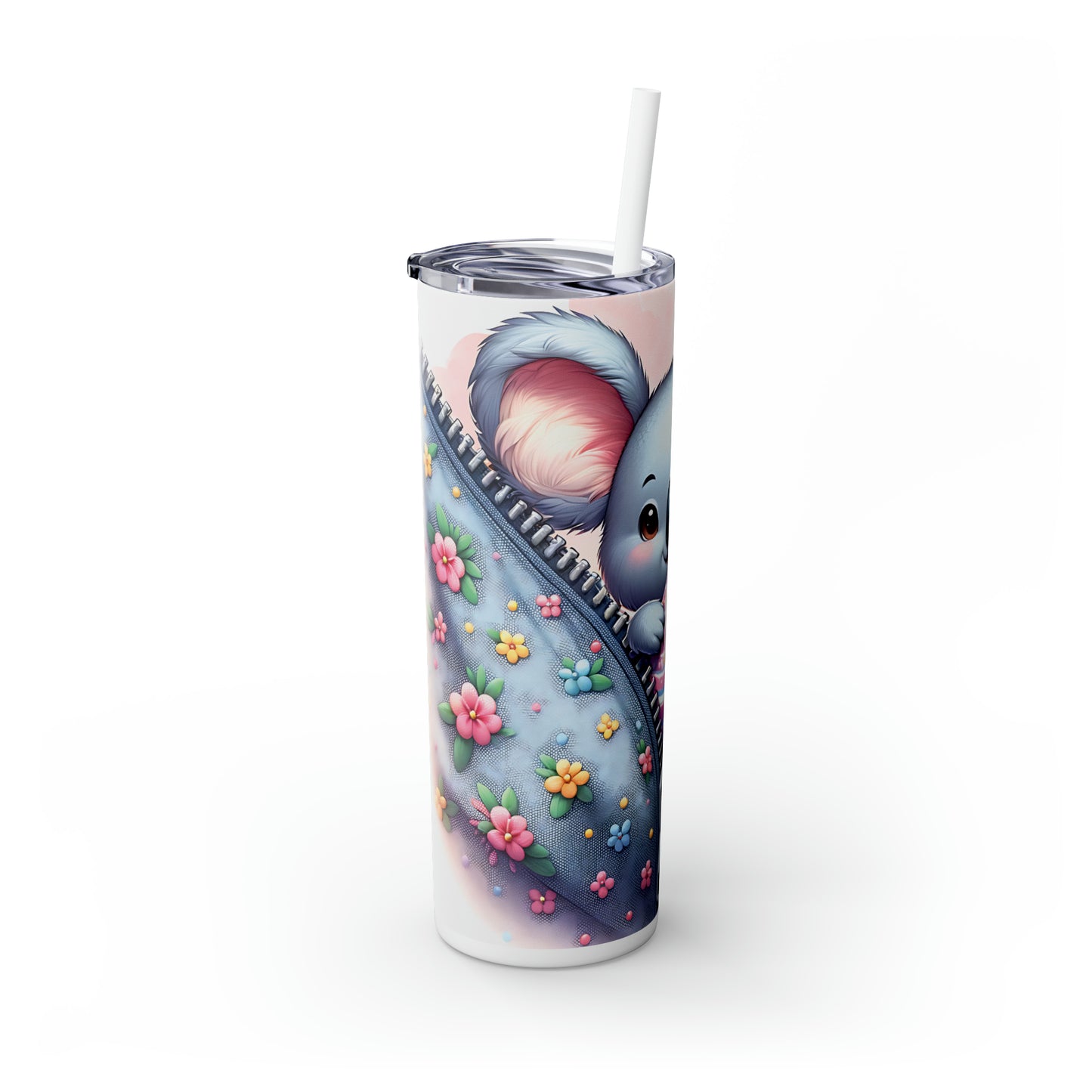 Skinny Tumbler with Straw, 20oz, Easter, Koala, awd-1304