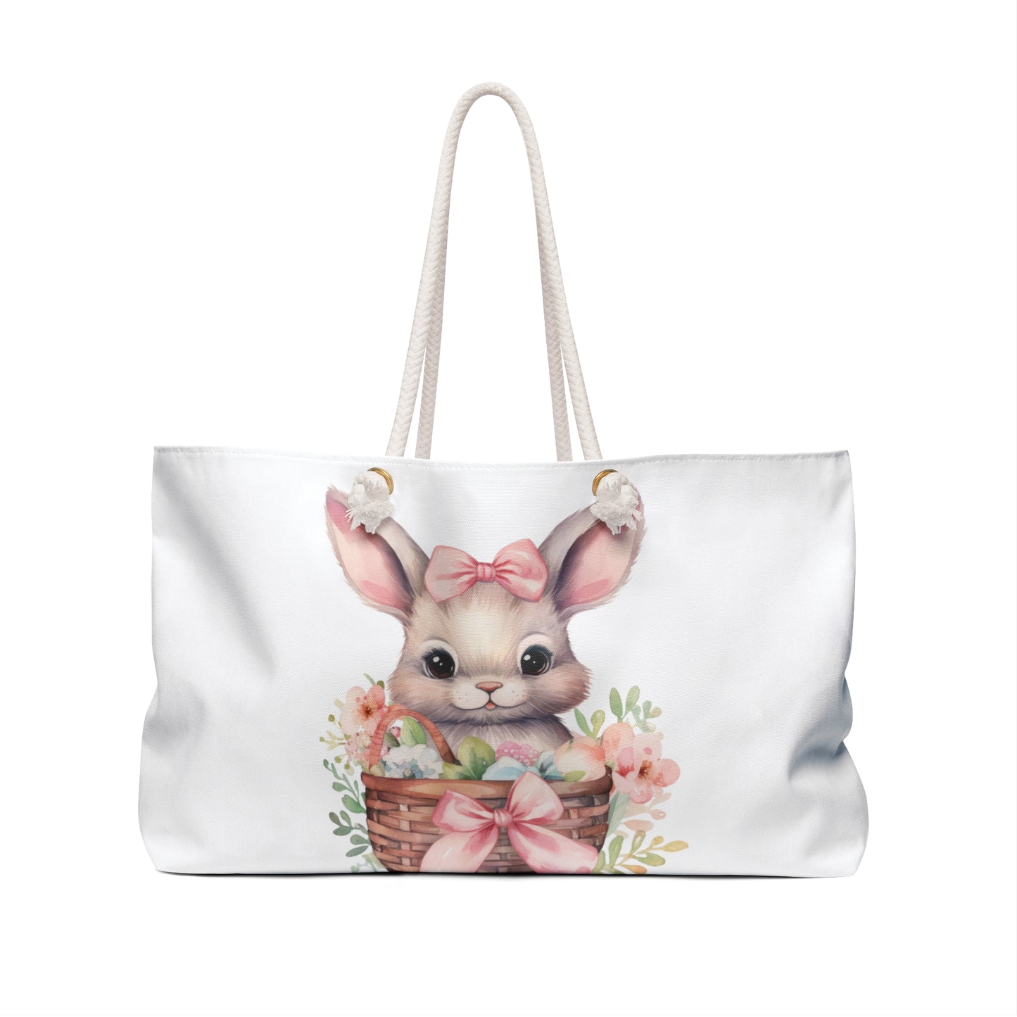 Personalised/Non-Personalised Weekender Bag, Easter Bunny, Rabbit, Large Weekender Bag, Beach Bag, Book Bag