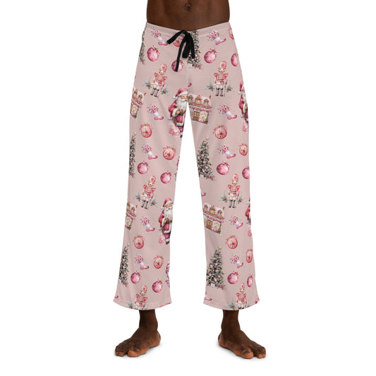 Men's Pajama Pants, Pink Christmas. Sleepwear Bottoms