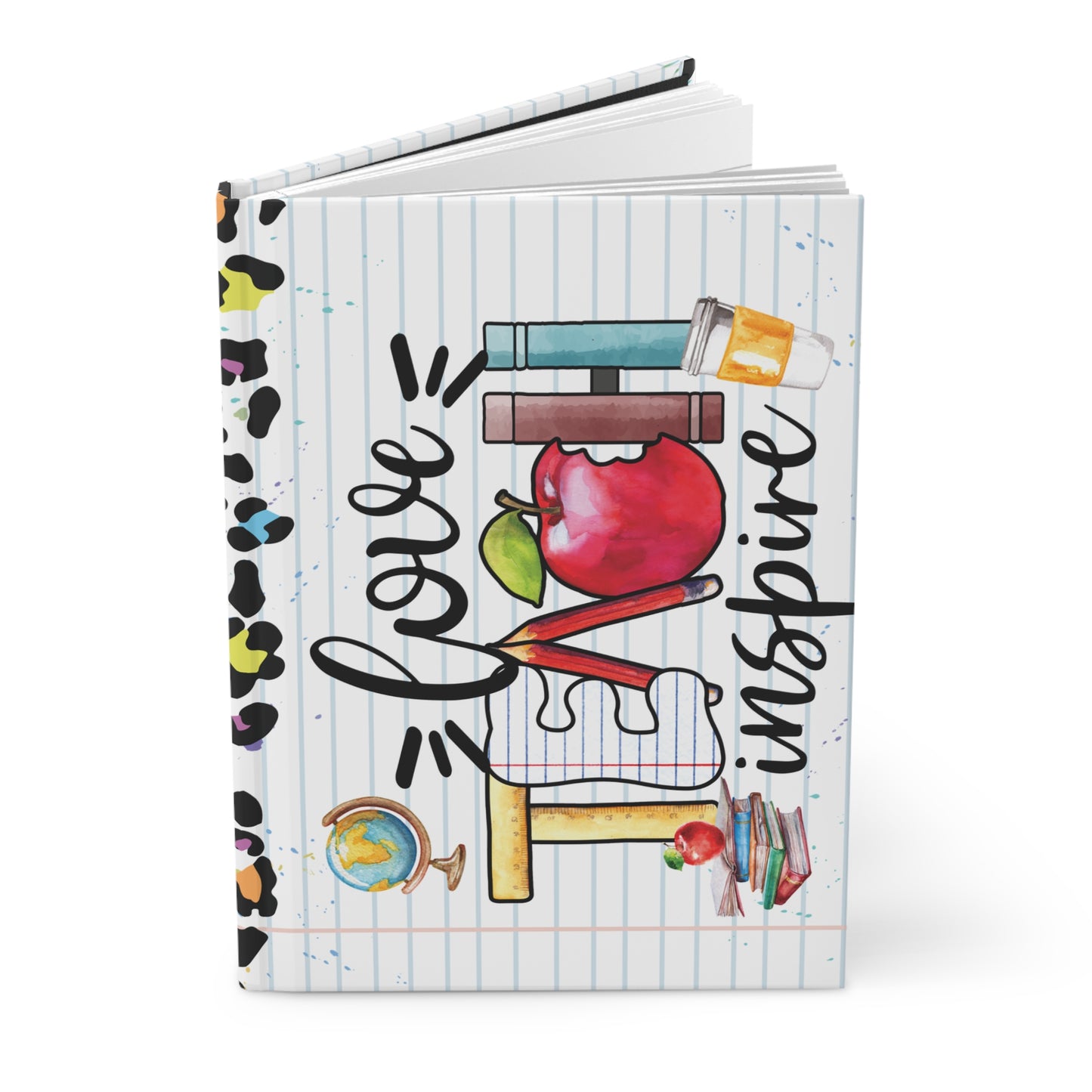 Personalised Hardcover Journal Matte, Teacher, Love, Teach, Inspire, awd-1698