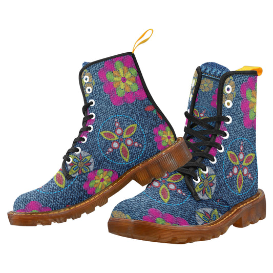 flower jeans Martin Boots For Women Model 1203H