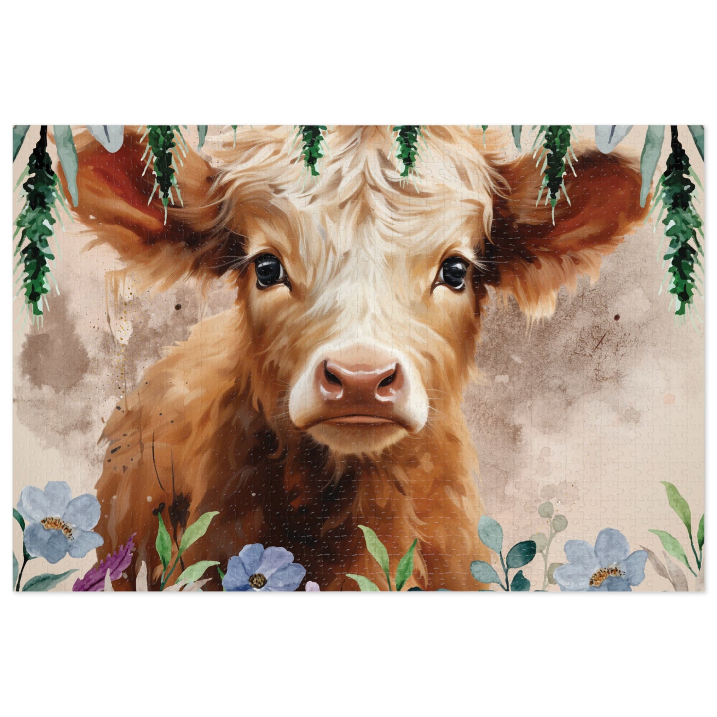 Jigsaw Puzzle, Highland Cow, Personalised/Non-Personalised (30, 110, 252, 500,1000-Piece)