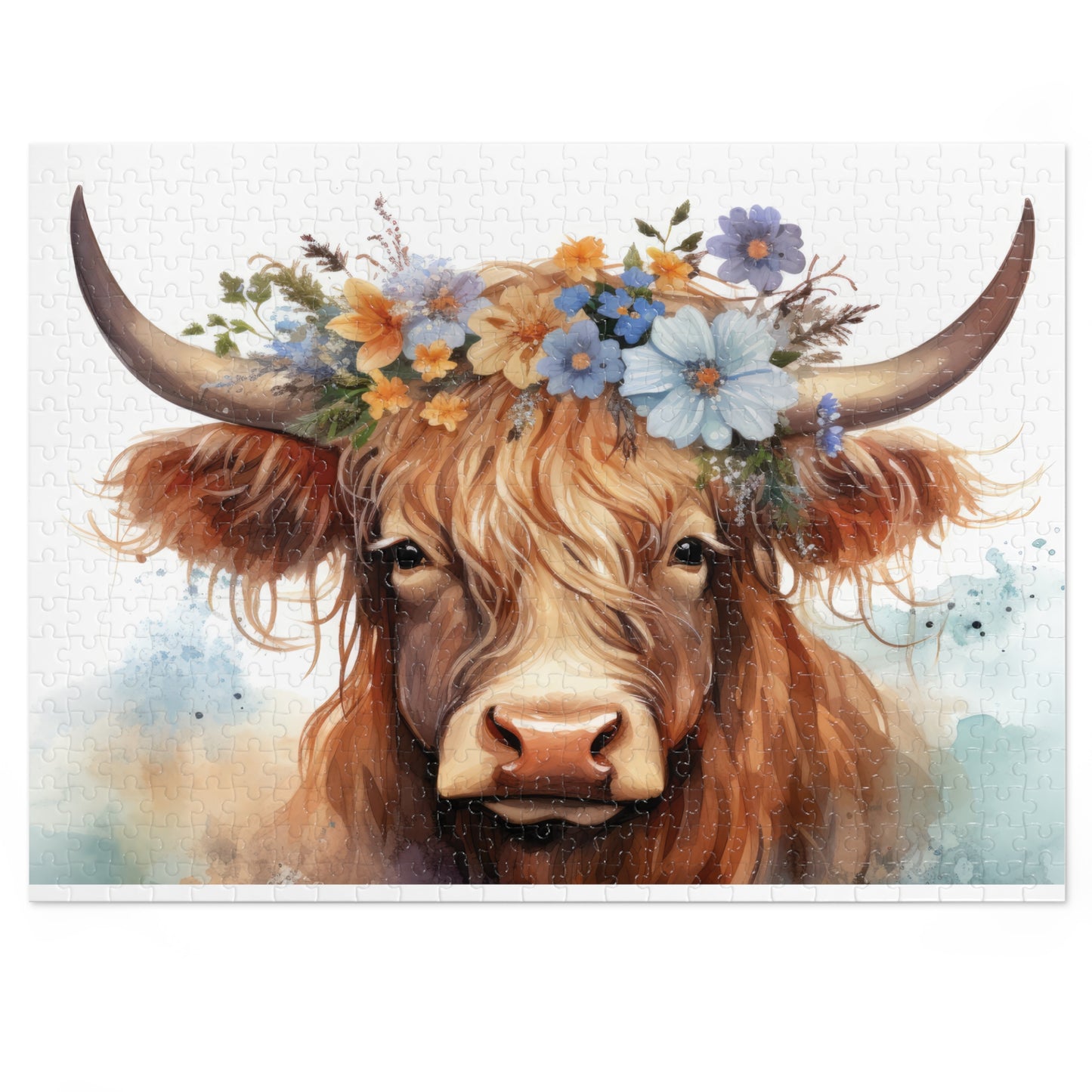 Jigsaw Puzzle, Highland Cow, Personalised/Non-Personalised (30, 110, 252, 500,1000-Piece)