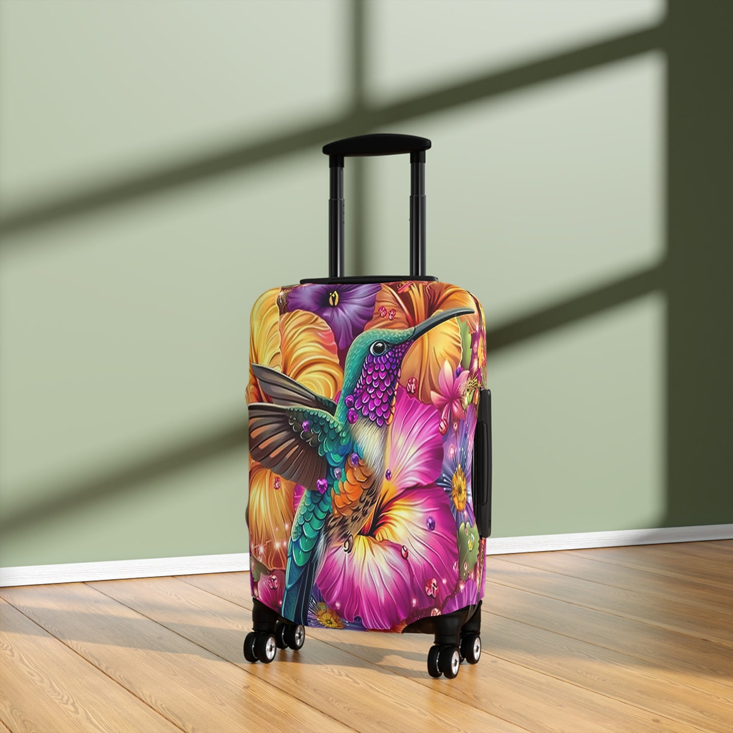 Luggage Cover, Floral Hummingbird, awd-3098