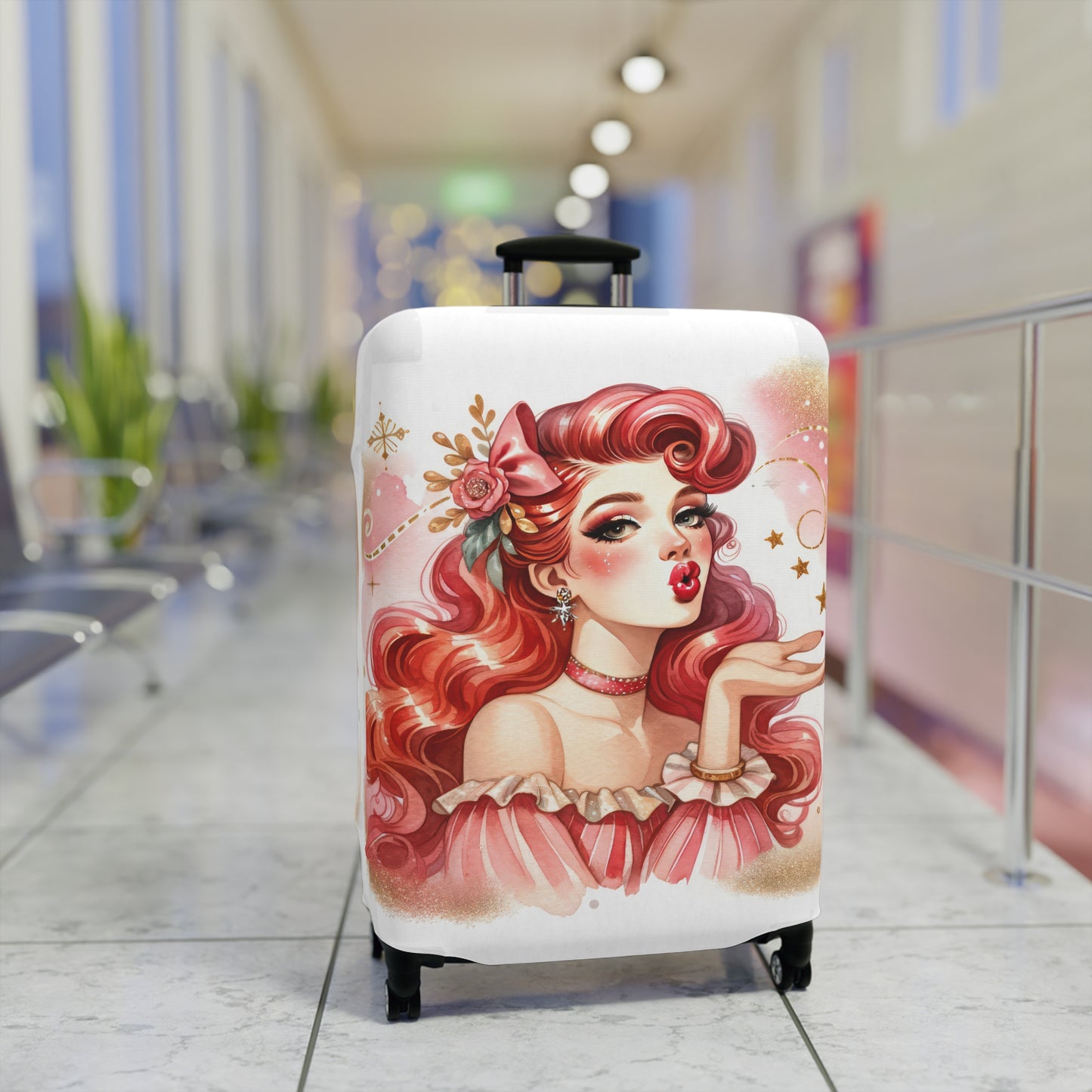 Luggage Cover, Coquette Girl Red Hair, awd-1470