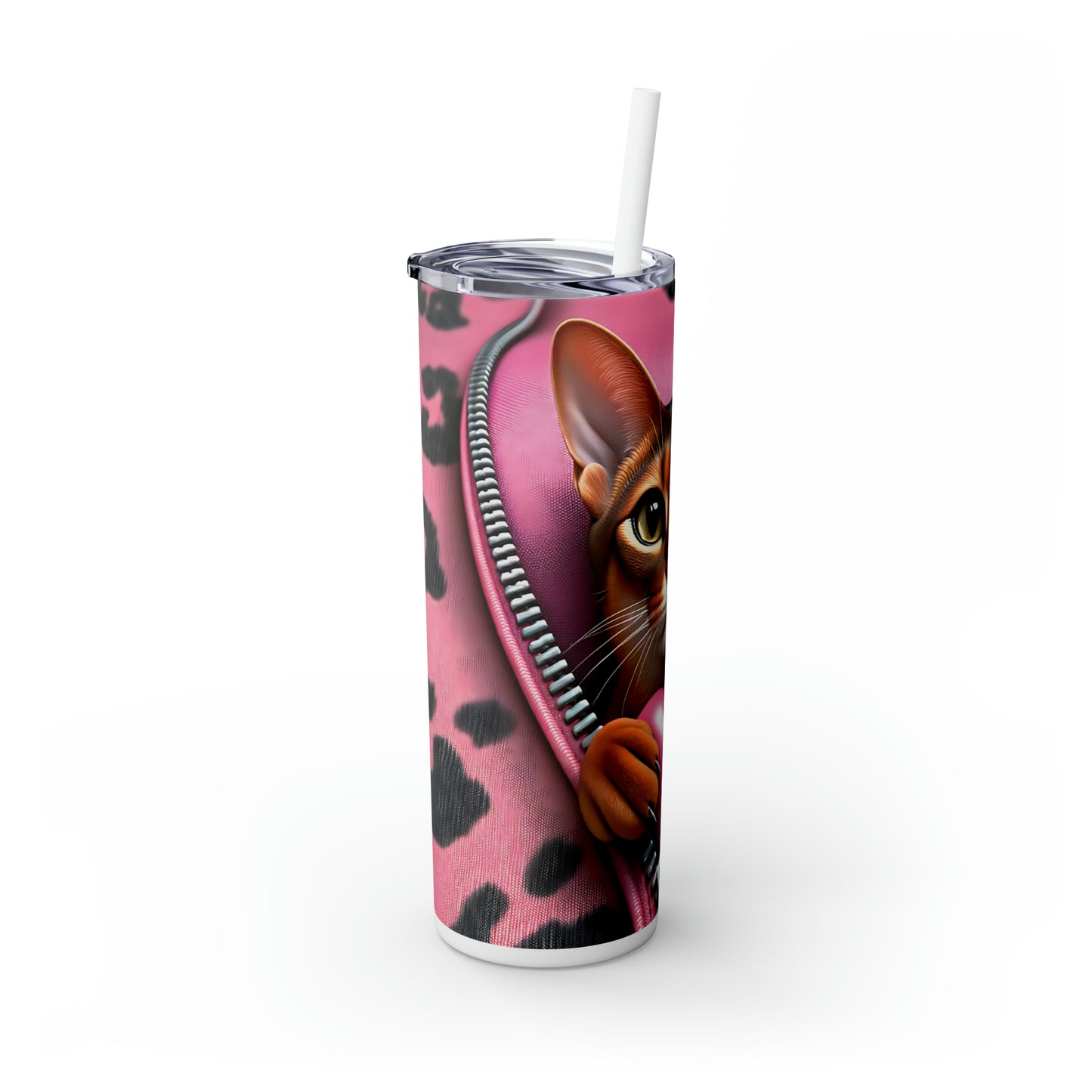 Skinny Tumbler with Straw, 20oz, Cat, Valentines Day, awd-742