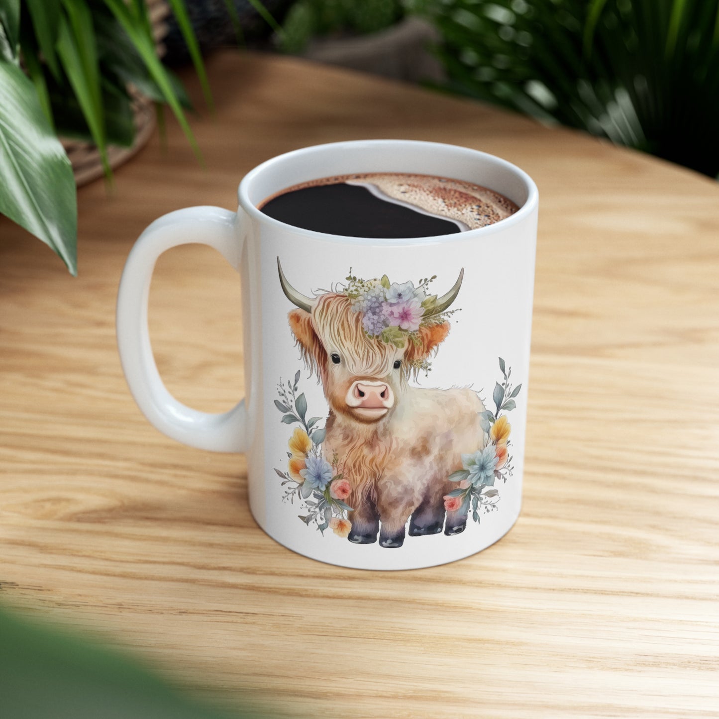 Personalised/Non Personalised Highland Cow, Ceramic Mug 11oz, Highland Cow Mug