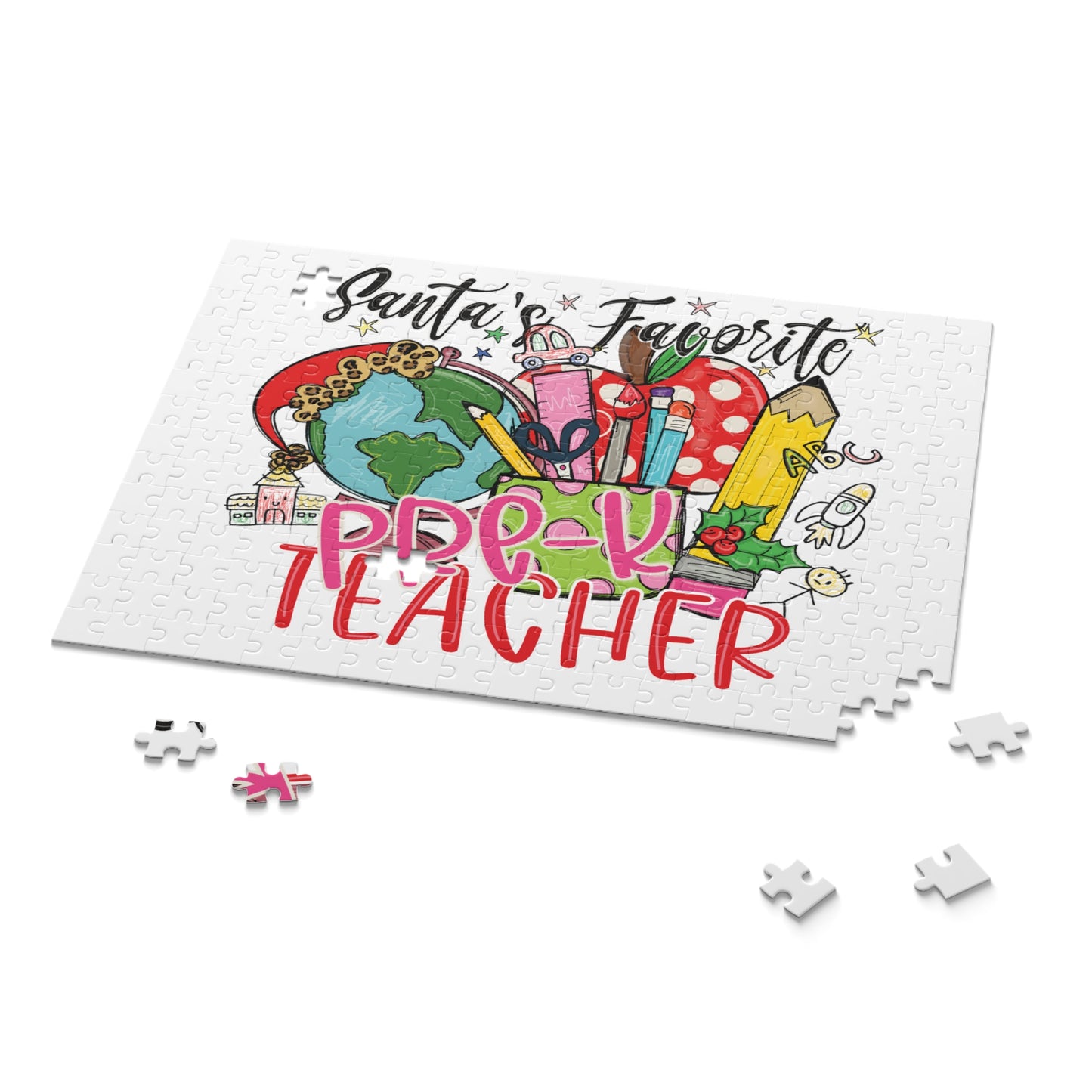 Personalised/Non-Personalised Puzzle, Santa's Favorite Pre-K Teacher (120, 252, 500-Piece)