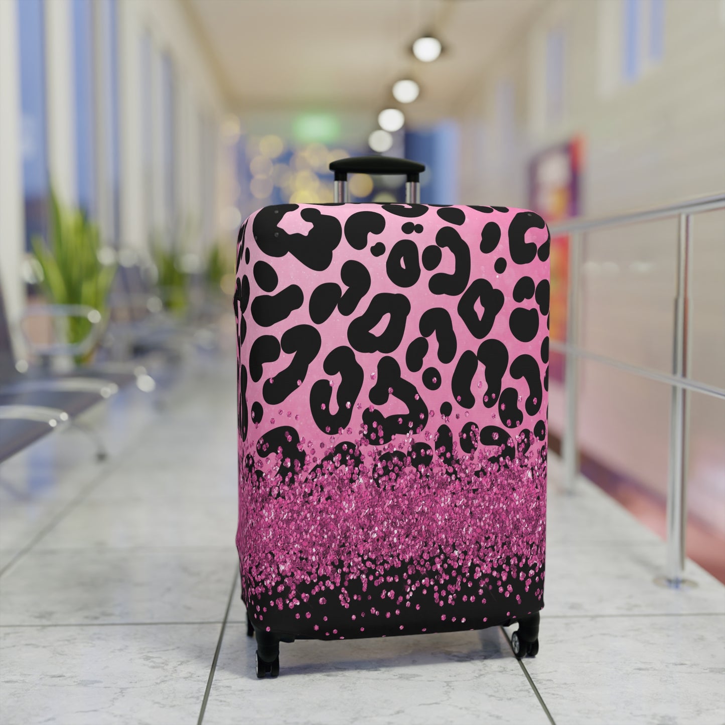 Luggage Cover, Pink Leopard Print, awd-3083