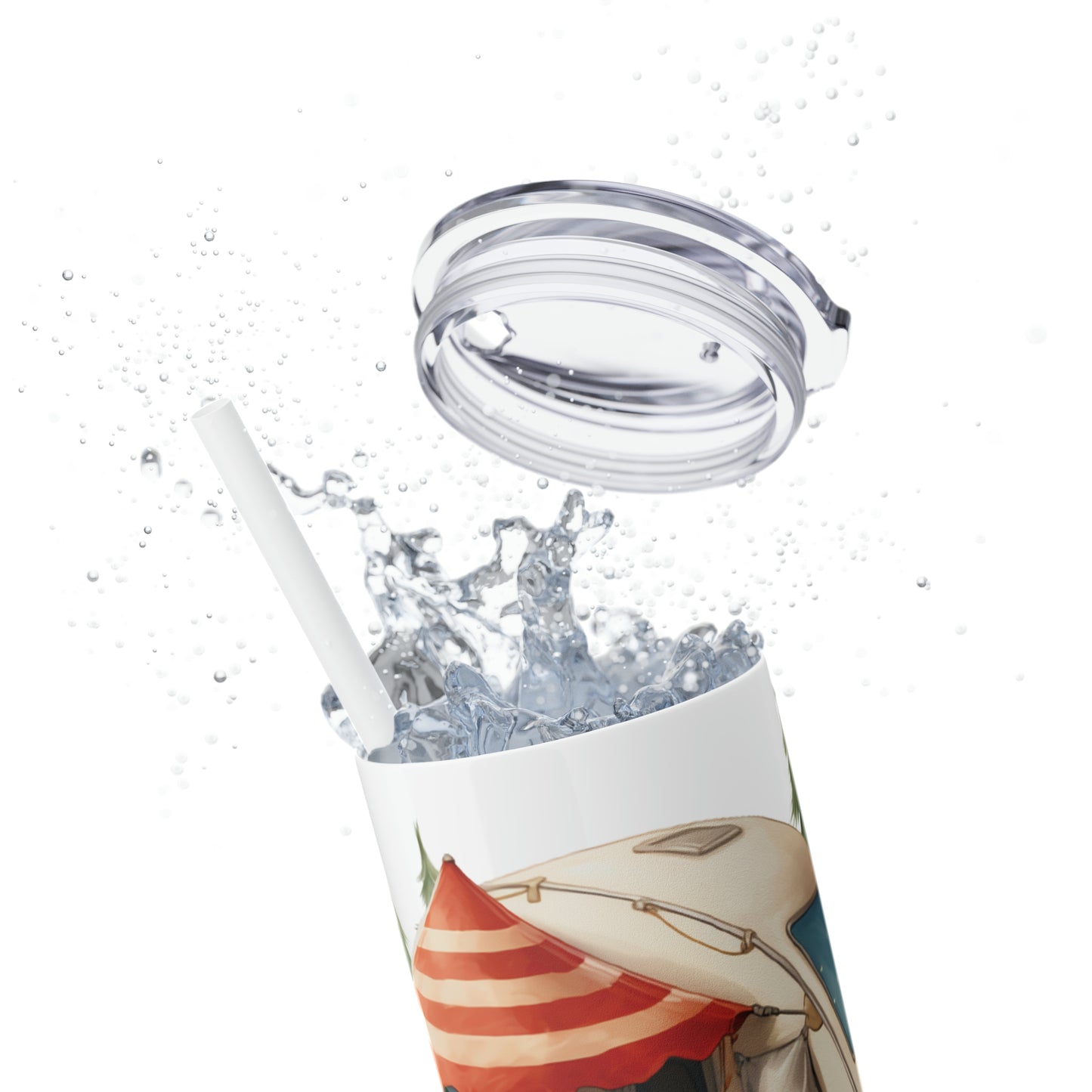 Skinny Tumbler with Straw, 20oz, Christmas Camper, awd-819