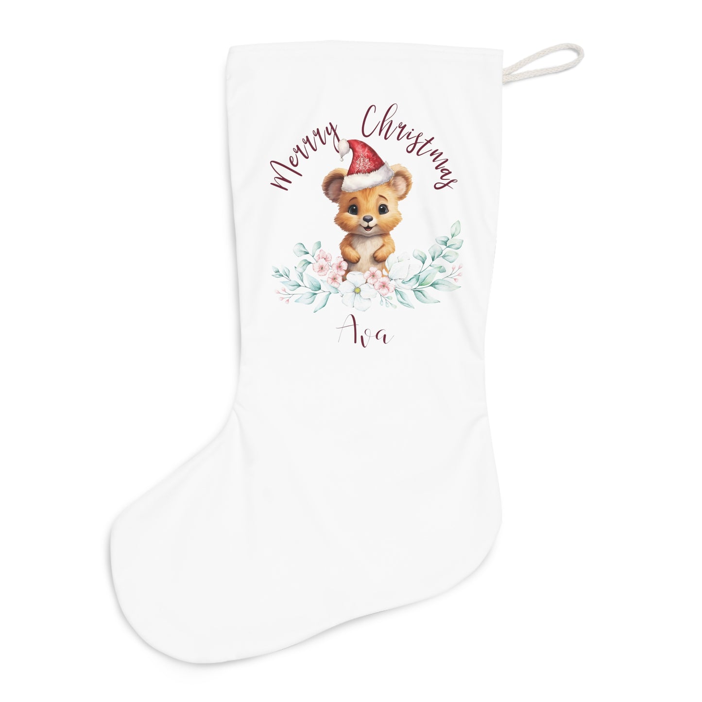 Personalised Santa Stocking, Australian Animals Eucalyptus, Wombat