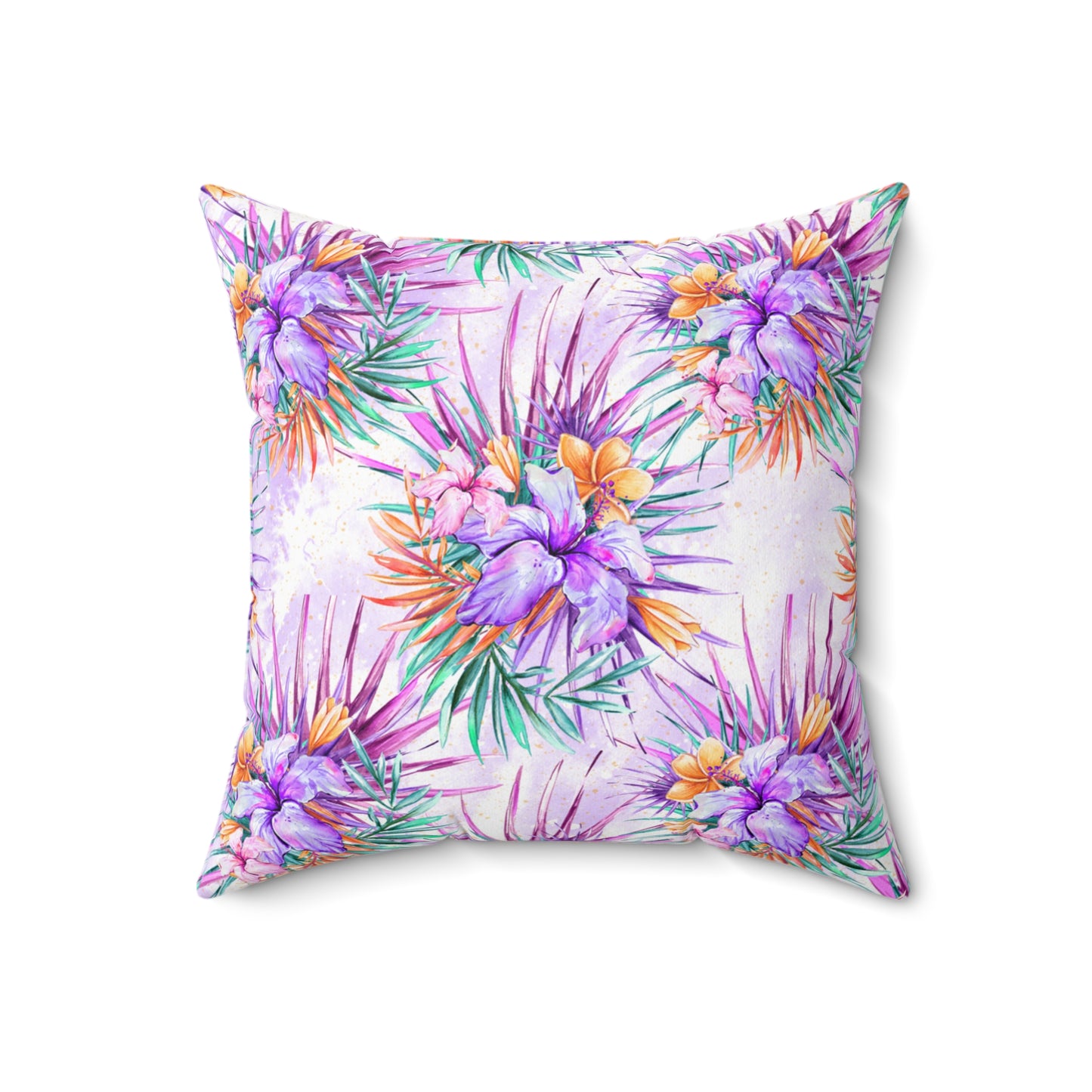 Spun Polyester Square Pillow, Summer Floral Cushion