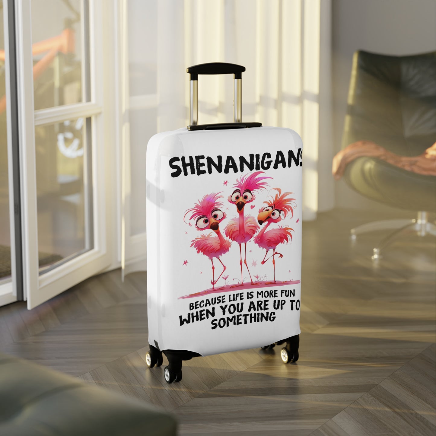 Luggage Cover, Flamingos, Shenanigans, awd-4001