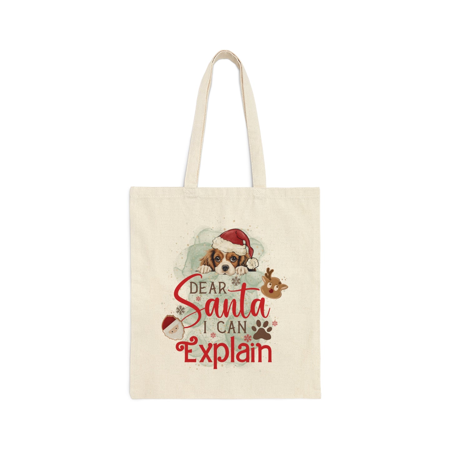 Cotton Canvas Tote Bag, Dog Paws Bag, Dear Santa Bag, Dear Santa Tote, Christmas Bag, Dog Christmas Tote Bag