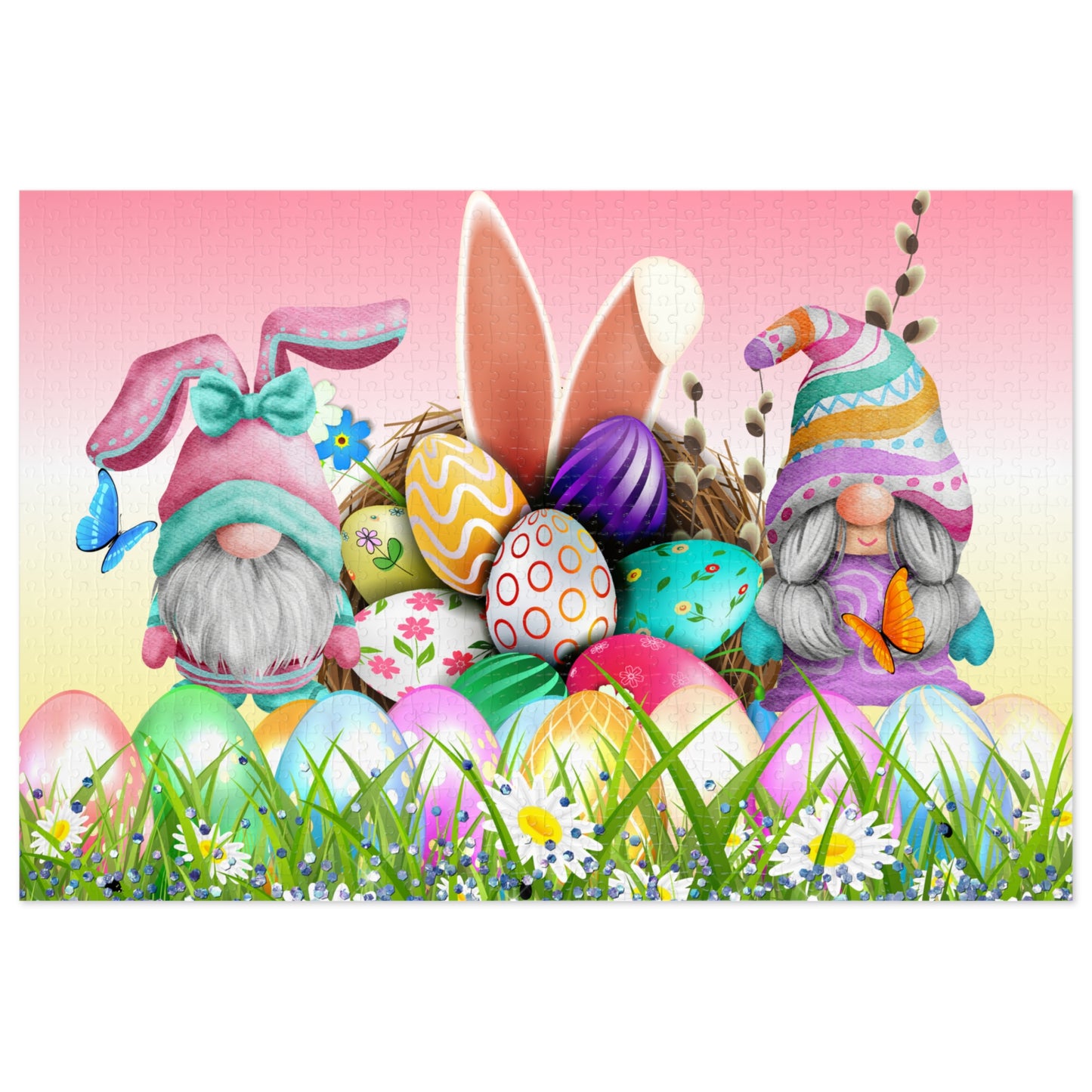 Puzzle, Easter, Gnomes, Personalised/Non-Personalised (30, 110, 252, 500,1000-Piece) awd-631