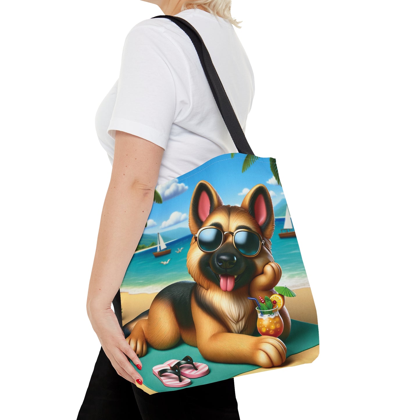 Tote Bag, Dog on Beach, German Shepherd, Tote bag, awd-1212