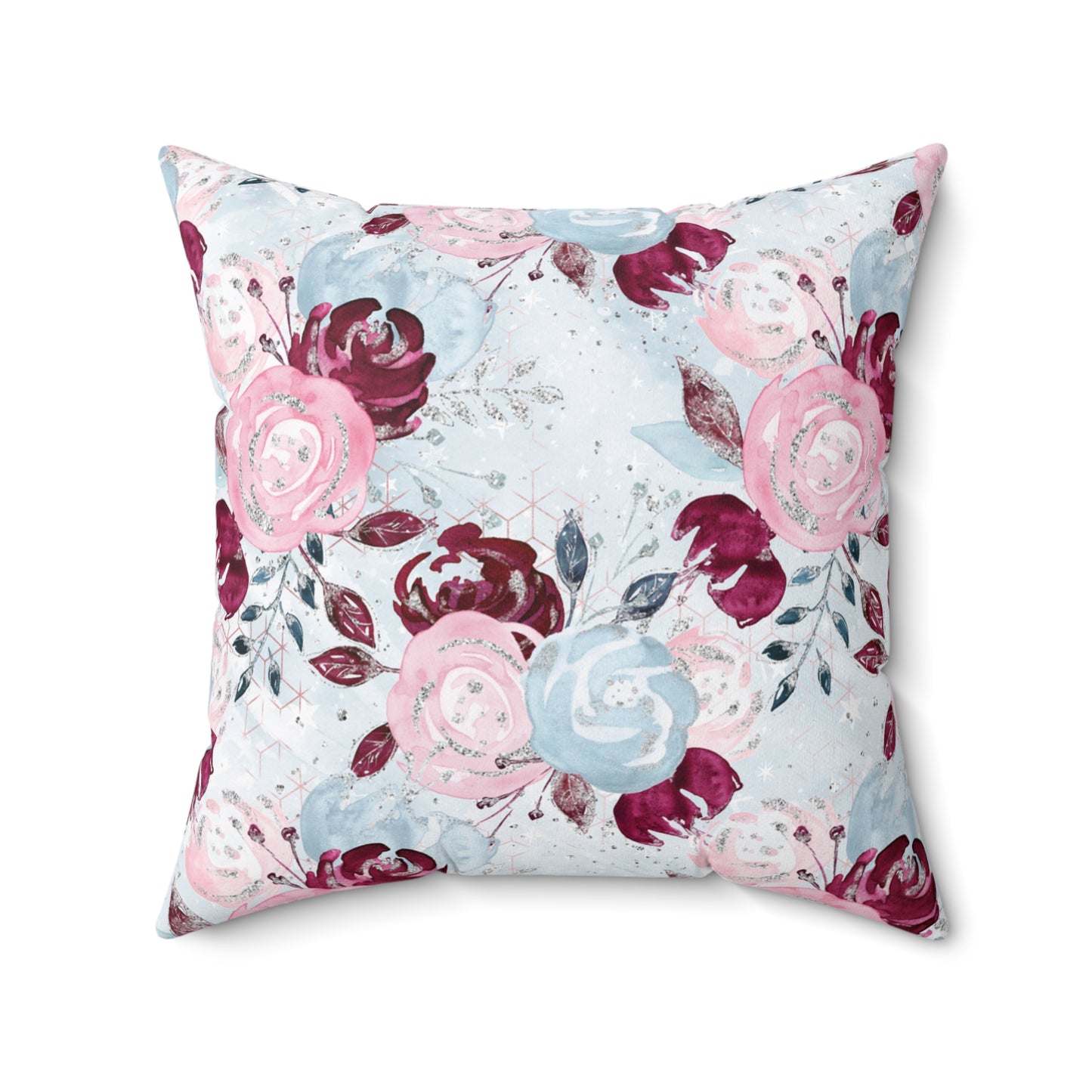 Spun Polyester Square Pillow, Floral Cushion