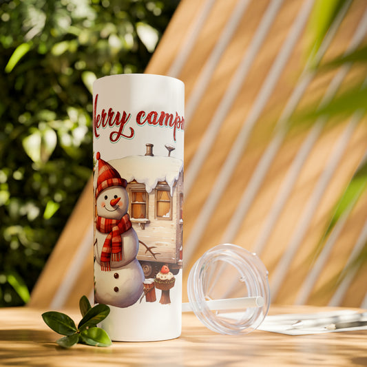 Skinny Tumbler with Straw, 20oz, Merry Campmas