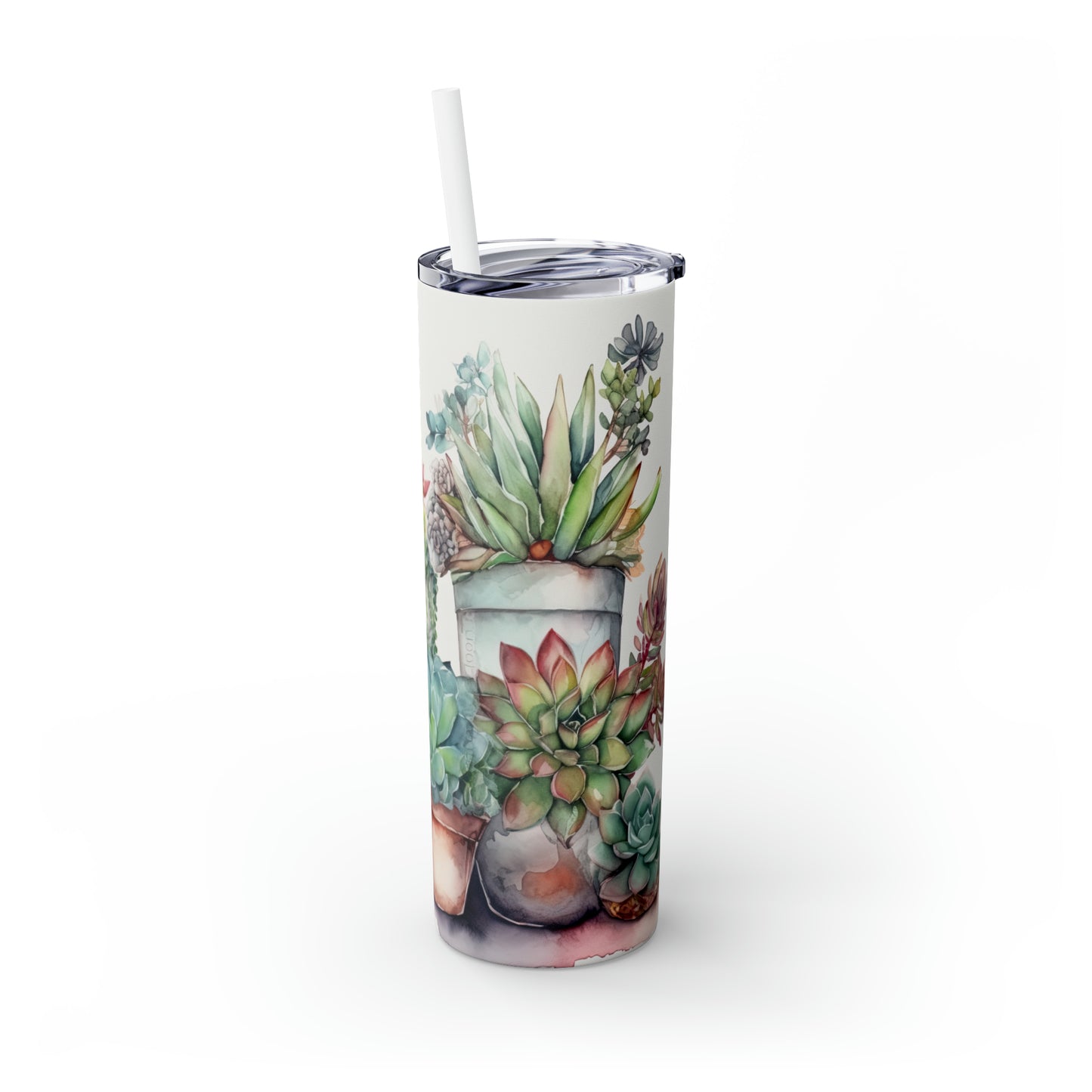 Skinny Tumbler with Straw, 20oz, Cactus