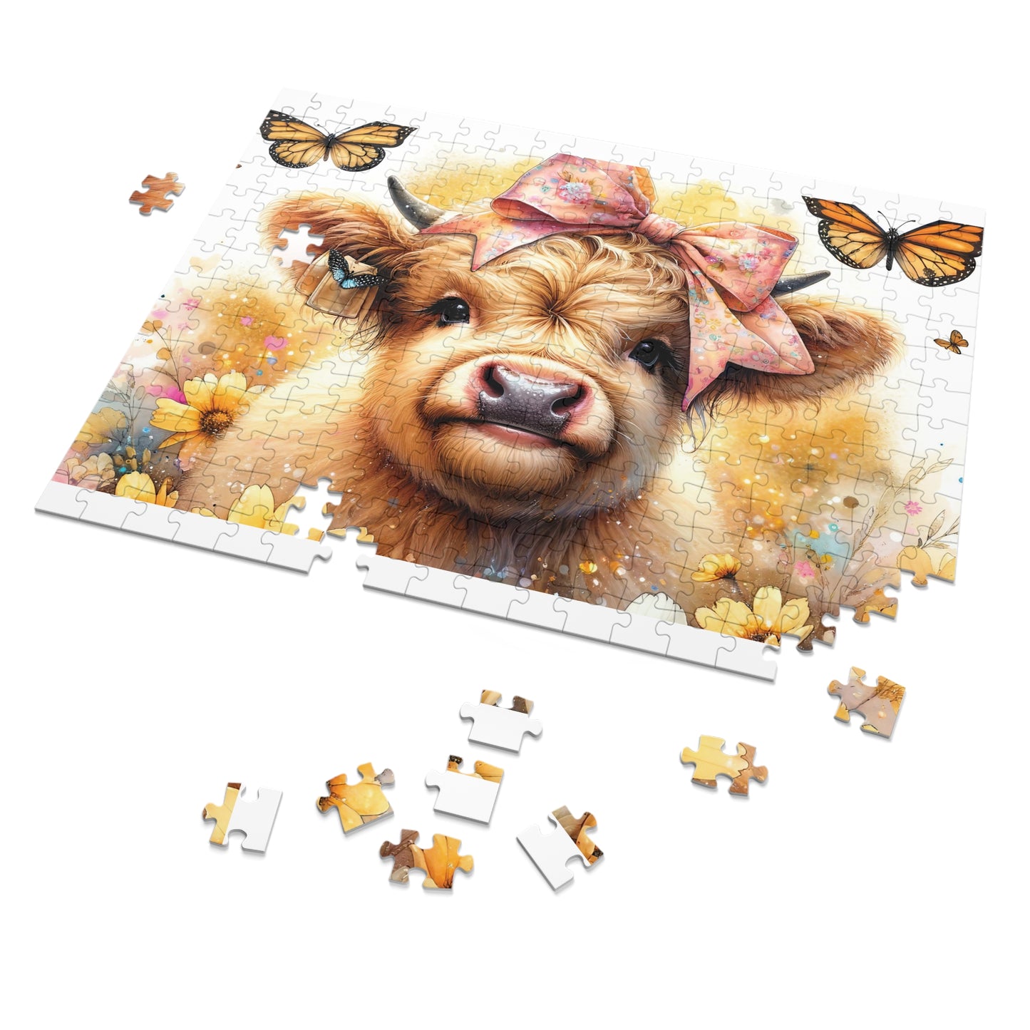 Jigsaw Puzzle, Highland Cow, Personalised/Non-Personalised (30, 110, 252, 500,1000-Piece)