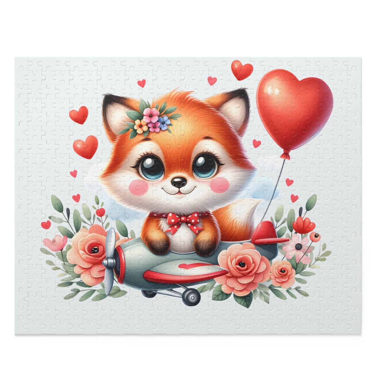 Personalised/Non-Personalised Puzzle, Fox in Plane (120, 252, 500-Piece)