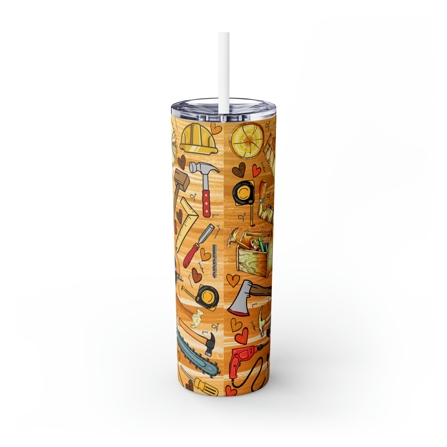 Skinny Tumbler with Straw, 20oz, Carpenter Wife