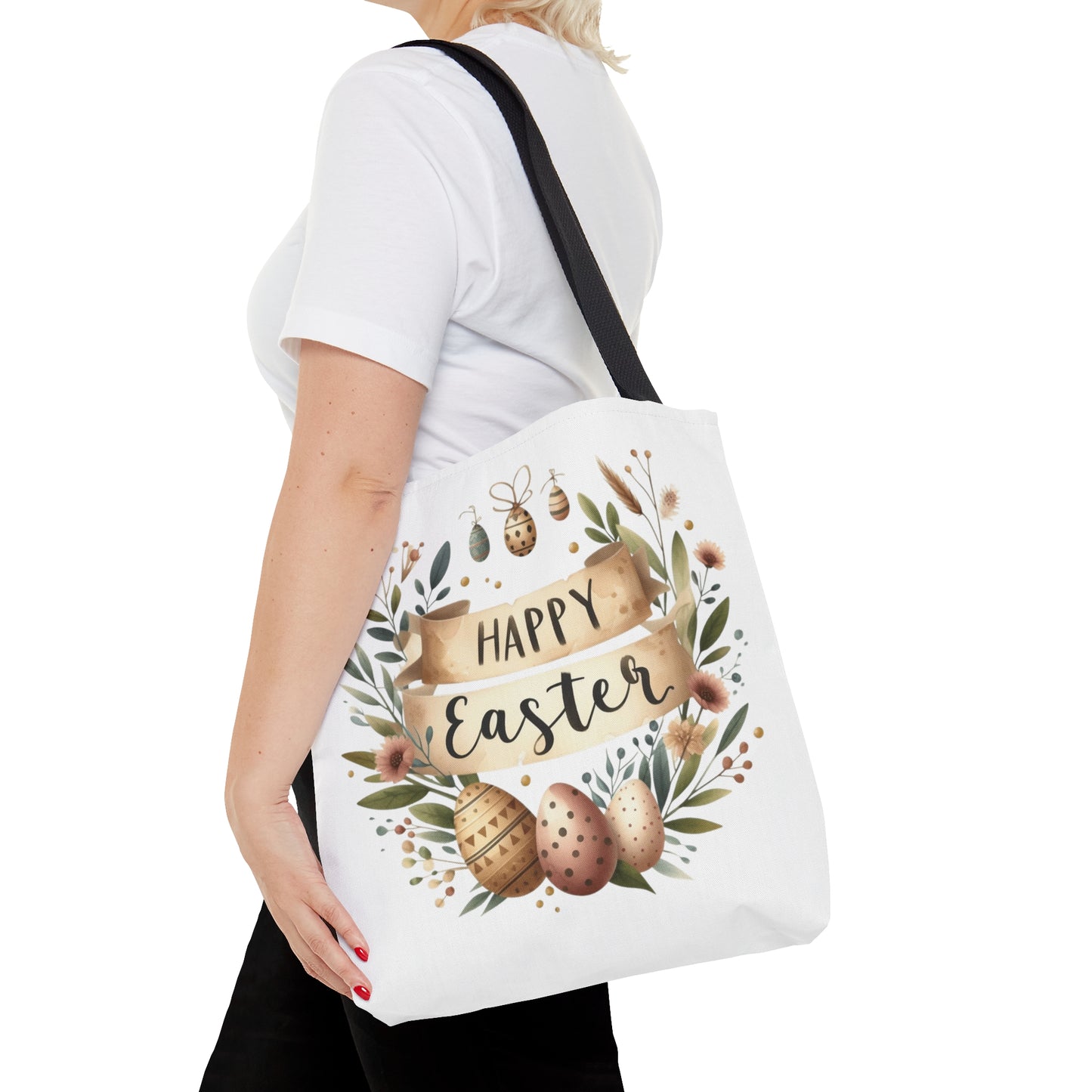 Tote Bag, Happy Easter Wreath, Tote bag, awd-1172