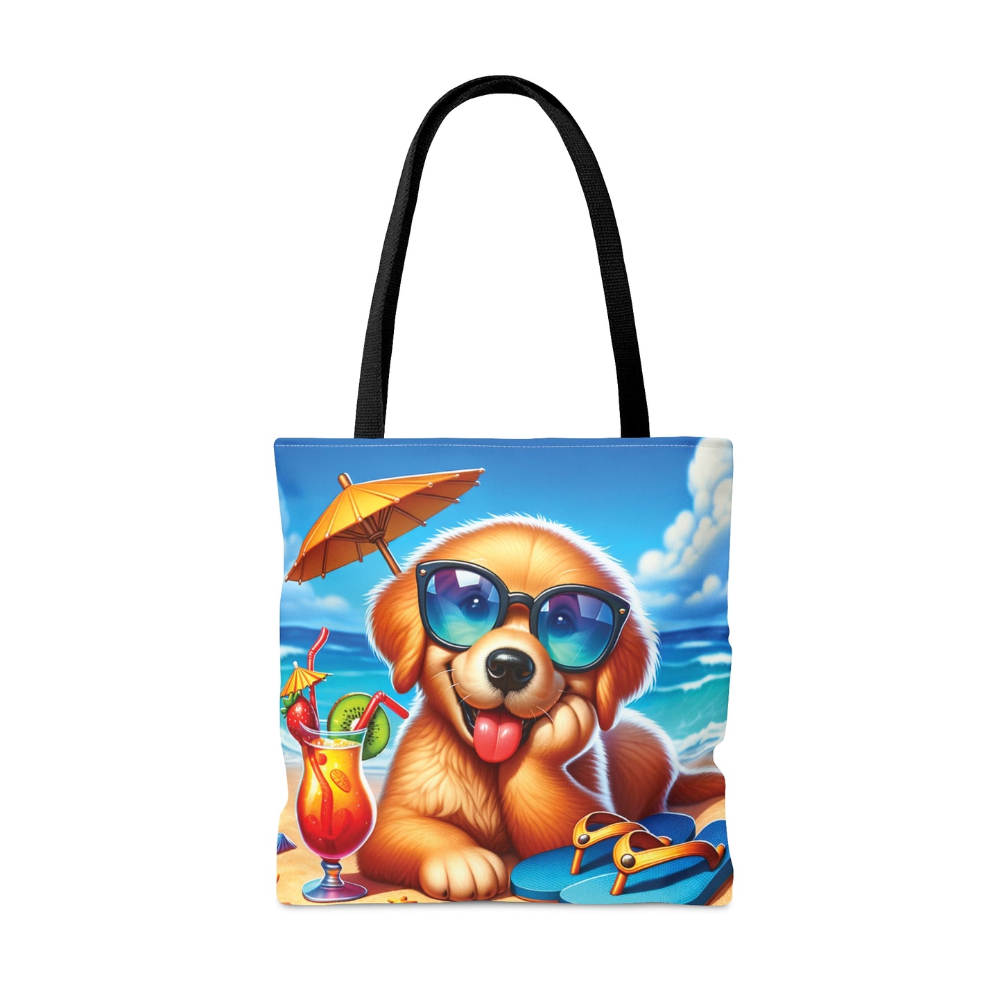 Tote Bag, Dog on Beach, Golden Retriever, Tote bag, awd-1213