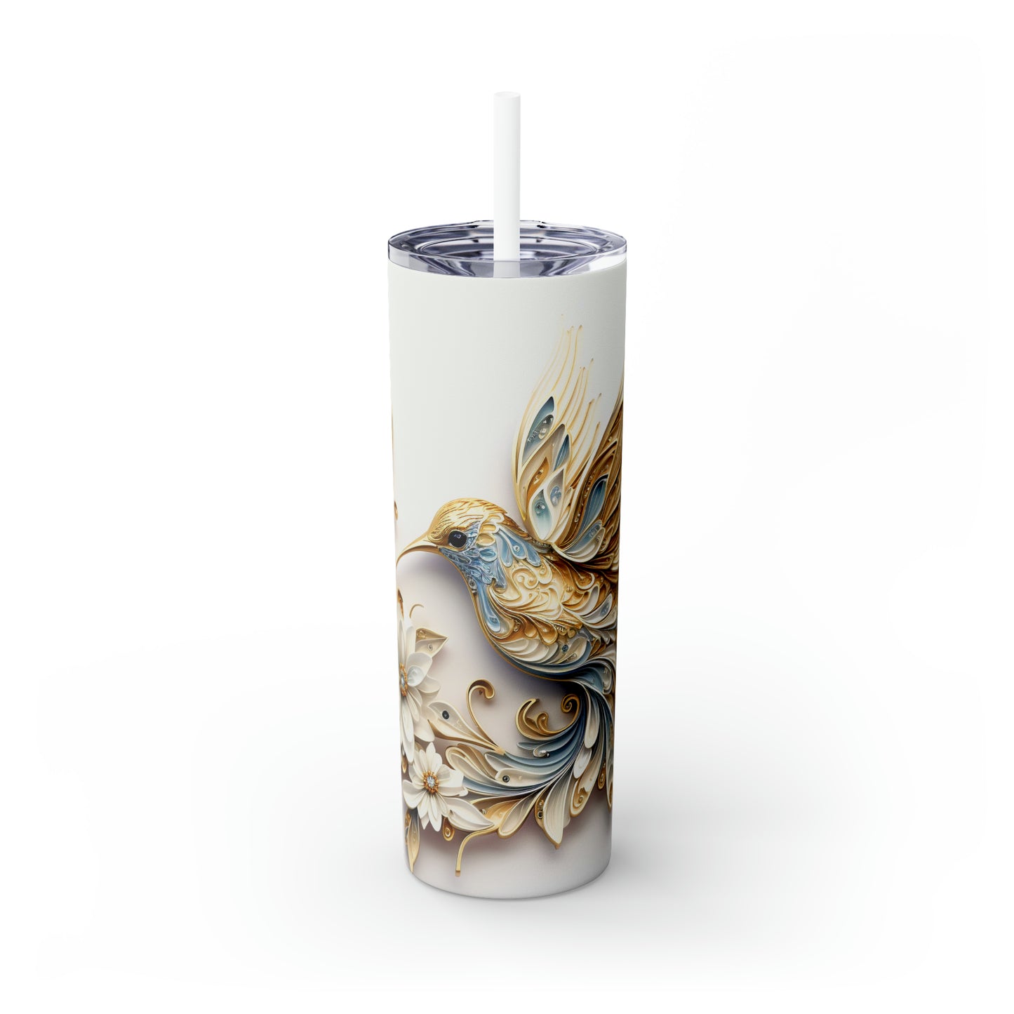 Skinny Tumbler with Straw, 20oz, Floral, awd-418