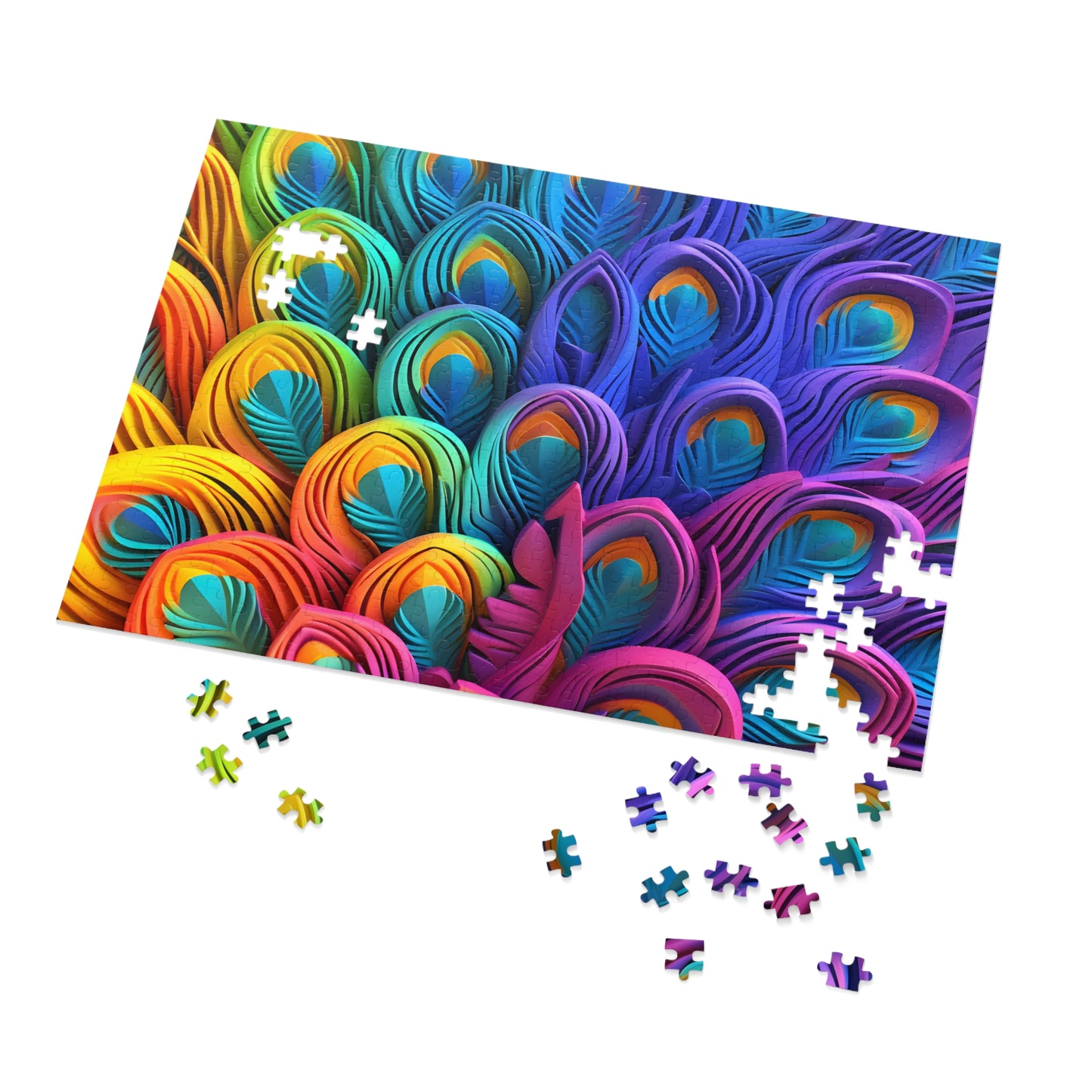 Puzzle, Peacock Feathers, Personalised/Non-Personalised (30, 110, 252, 500,1000-Piece) awd-574