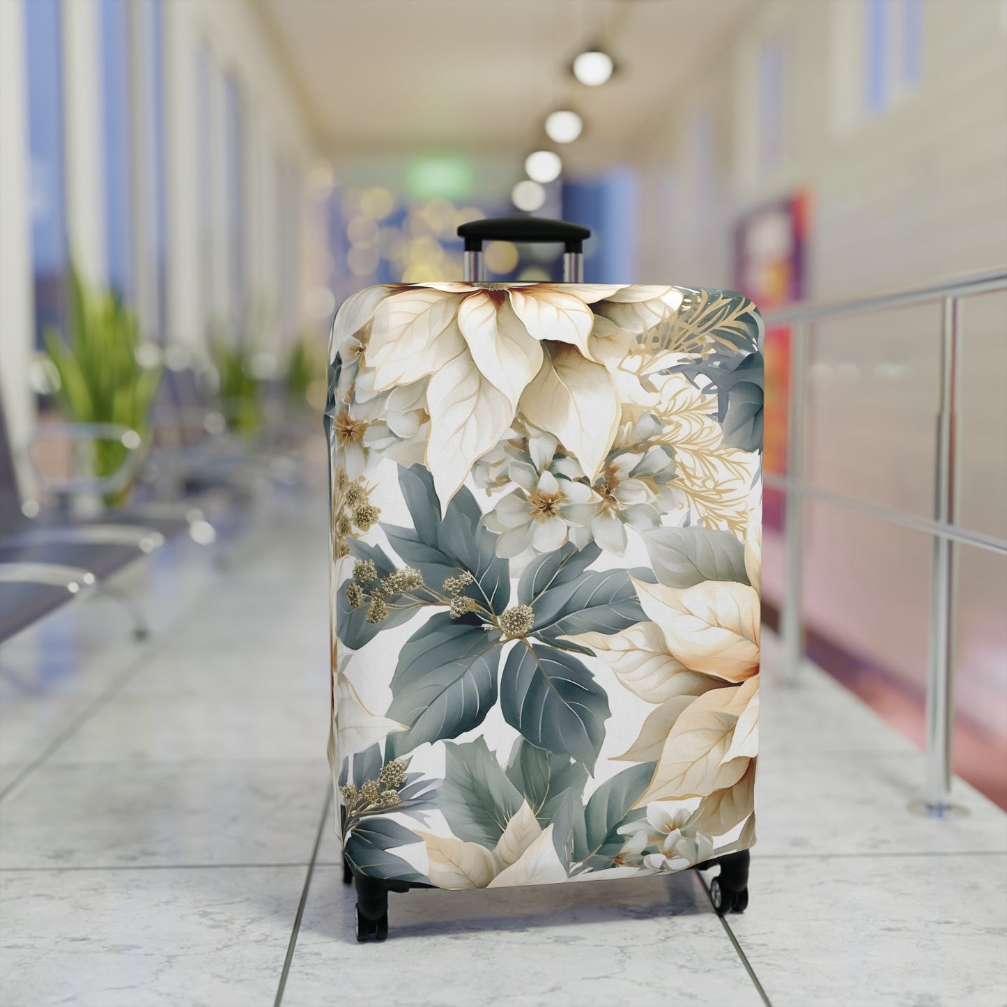 Luggage Cover, Cream Poinsettia