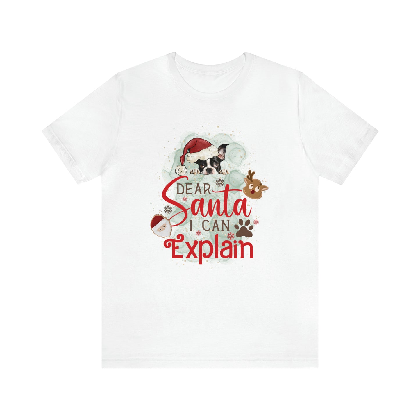 Unisex Jersey Short Sleeve Tee, Dog Paws, Dear Santa I Can Explain, Dear Santa Tee, Christmas Tee, Super Soft 9 Sizes