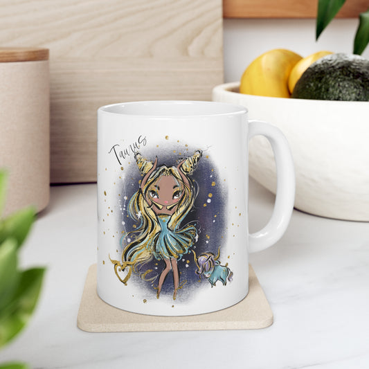 Personalised/Non Personalised Zodiac Sign, Taurus, Ceramic Mug 11oz