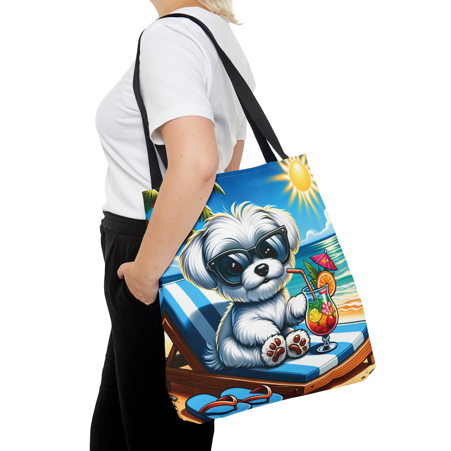 Tote Bag, Dog on Beach, Maltese, Tote bag, awd-1221