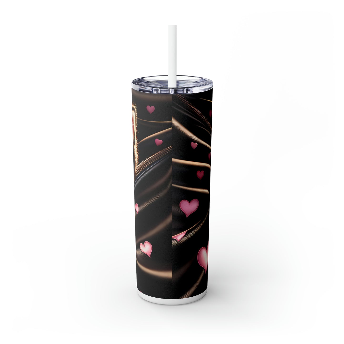 Skinny Tumbler with Straw, 20oz, Cat, Valentines Day, awd-928