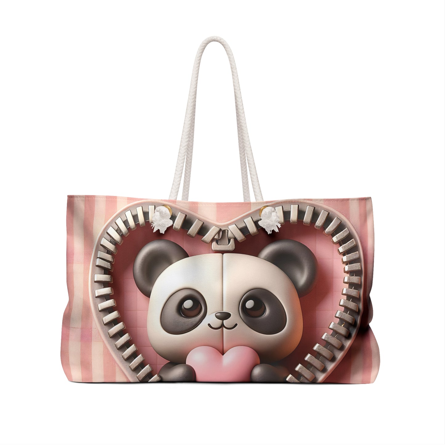 Personalised/Non-Personalised Weekender Bag, Cute Panda, Valentines Day, Large Weekender Bag, Beach Bag, Book Bag